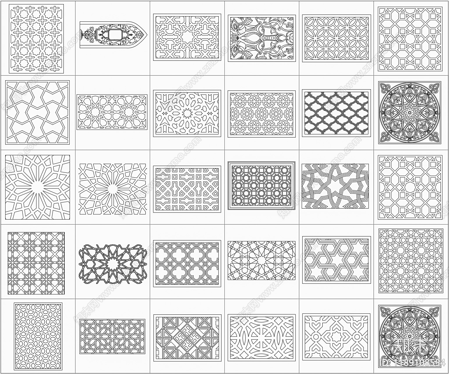 现代屏风隔断施工图下载【ID:1189108554】