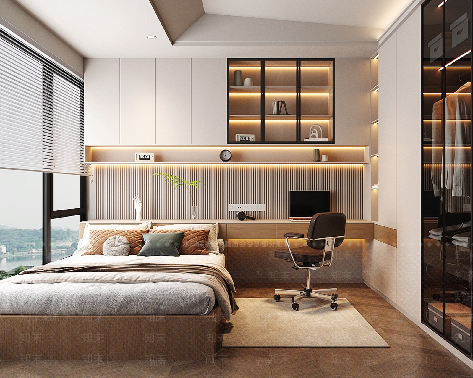 现代榻榻米卧室3D模型下载【ID:1189108886】