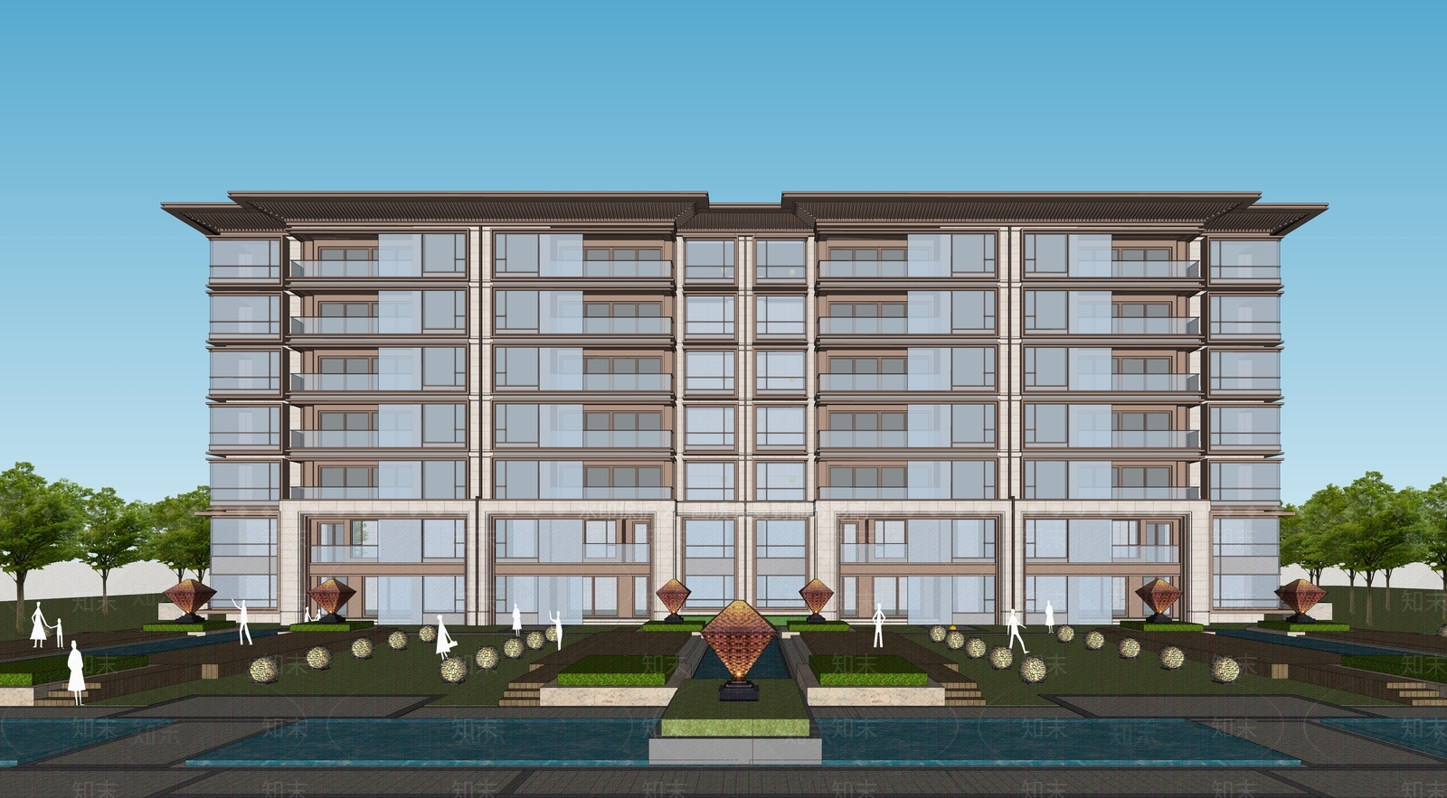 新中式多层住宅SU模型下载【ID:1189111435】
