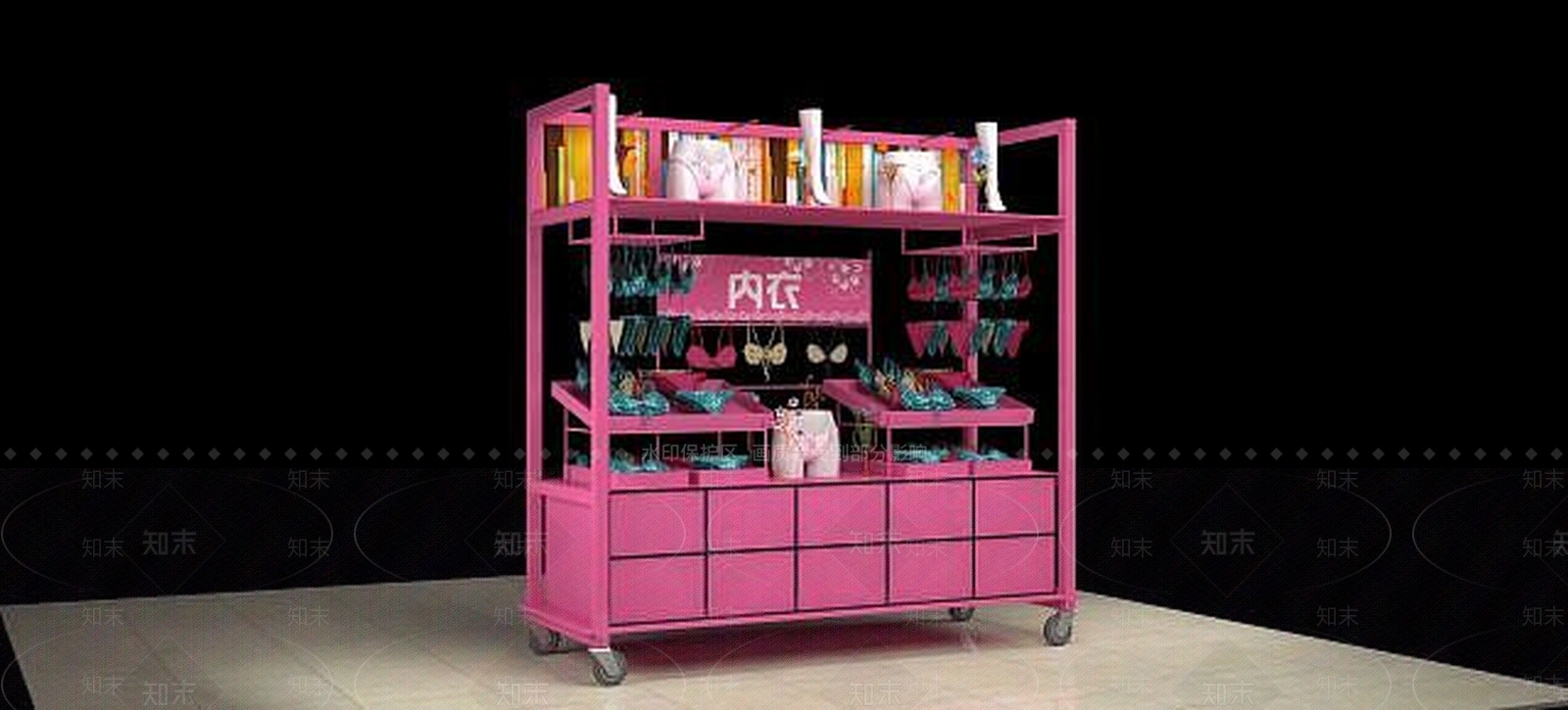 现代内衣推车物贩3D模型下载【ID:1189116047】