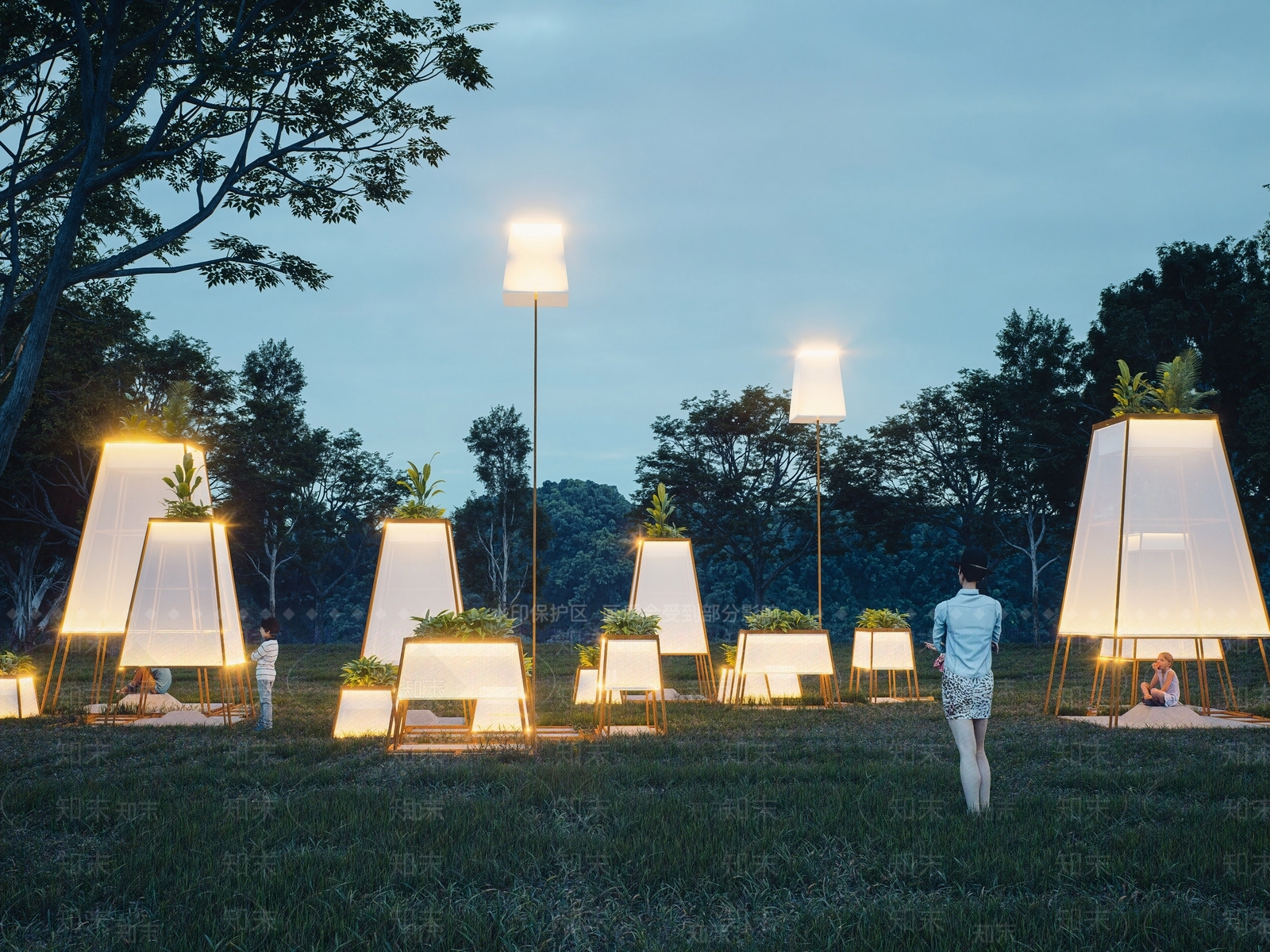 新中式现代雕塑小品SU模型下载【ID:1189117826】