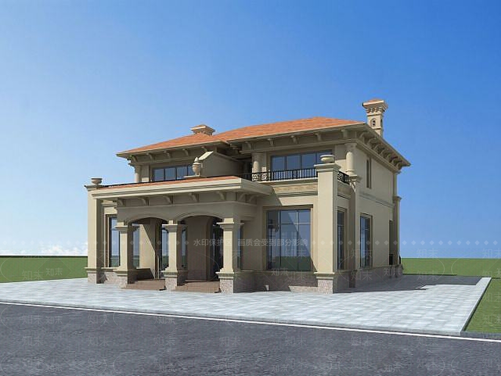 欧式古典欧式别墅3D模型下载【ID:1189118286】