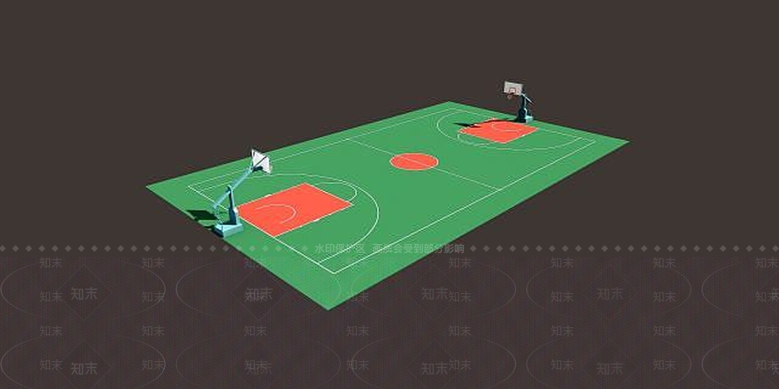 现代新式蓝球场3D模型下载【ID:1189118644】