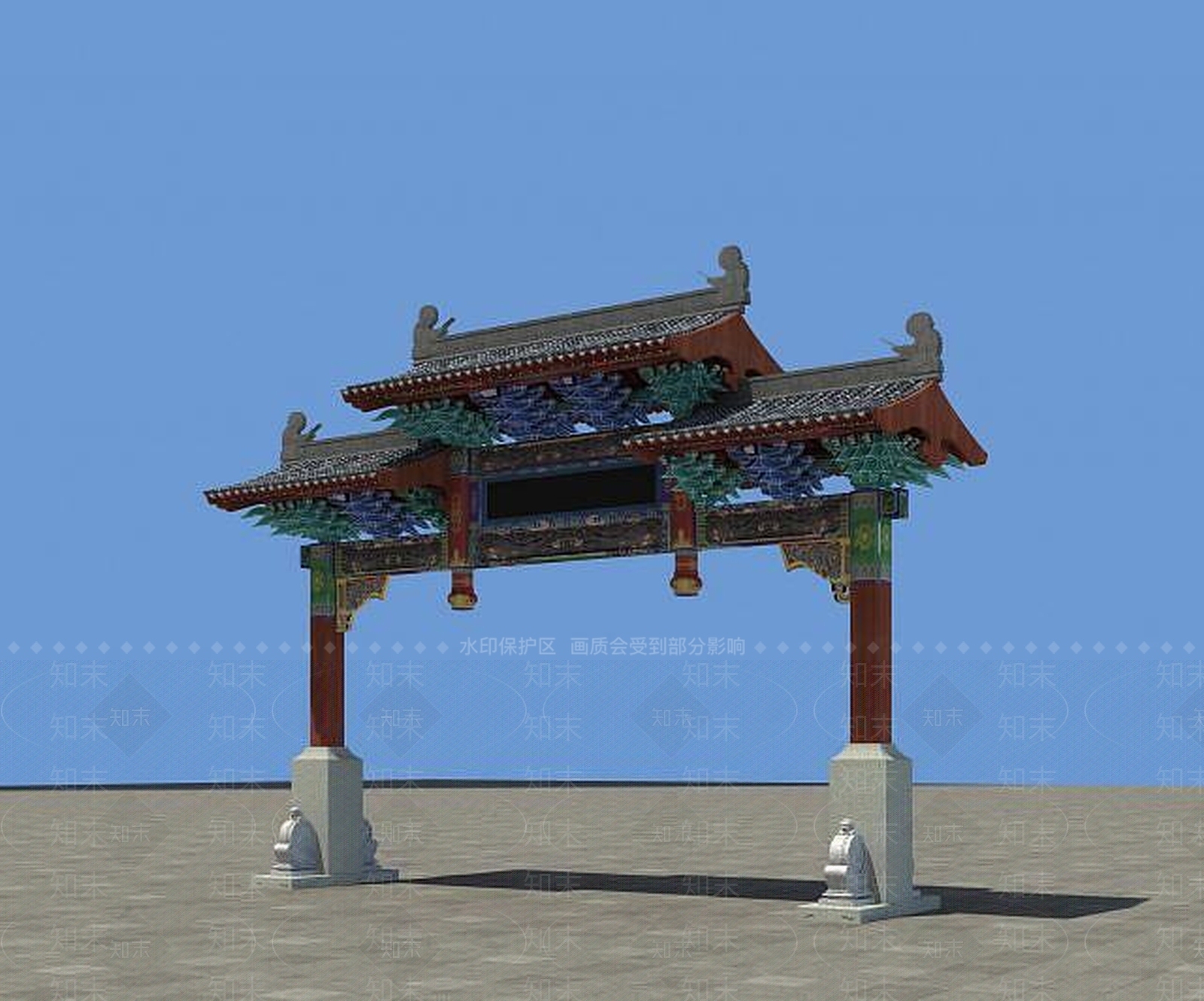 现代古建牌坊3D模型下载【ID:1189119227】