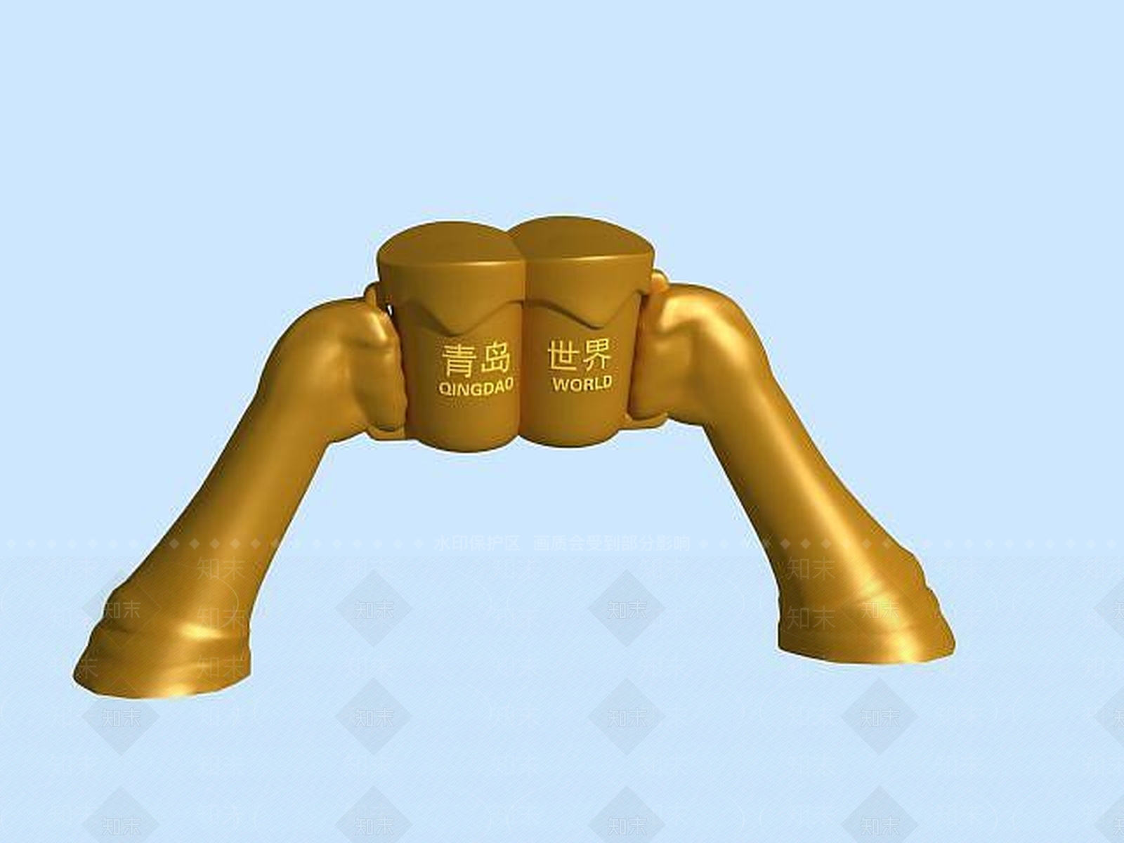 现代青岛啤酒节干杯雕塑3D模型下载【ID:1189120624】