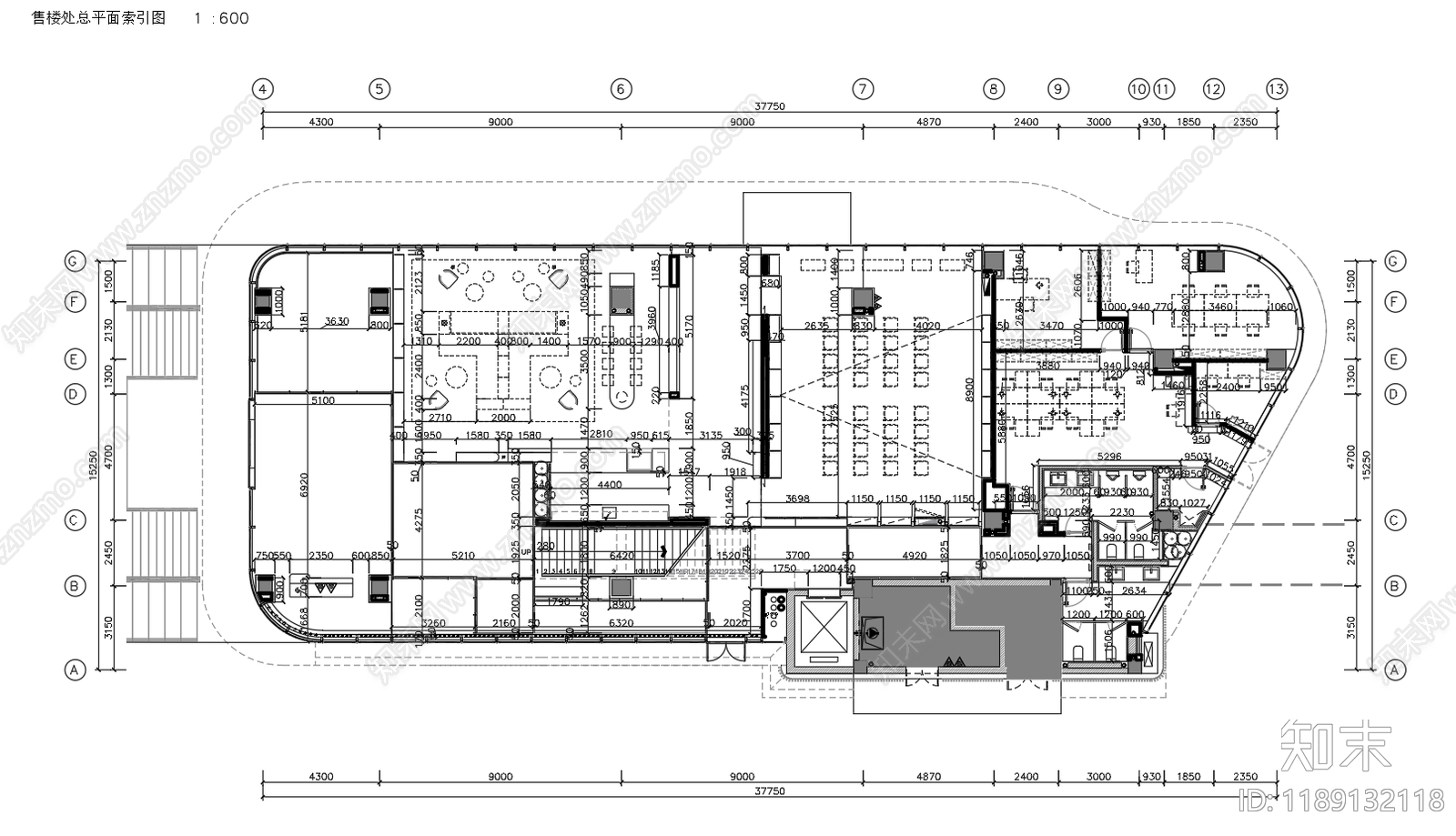 现代售楼处cad施工图下载【ID:1189132118】