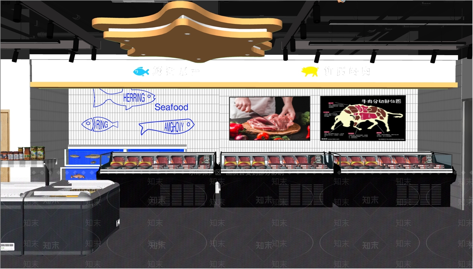 现代超市SU模型下载【ID:1189132625】