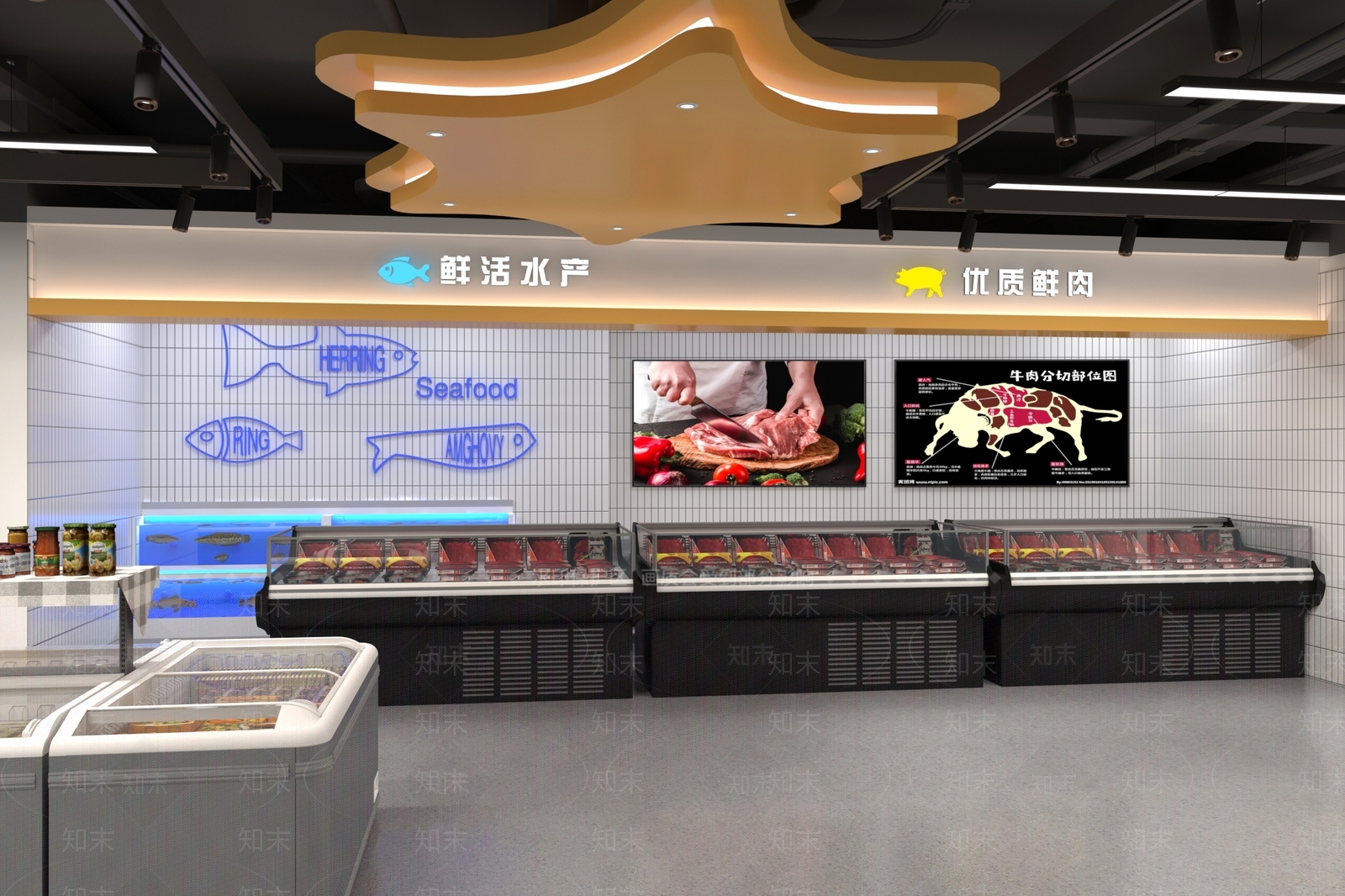 现代超市SU模型草图