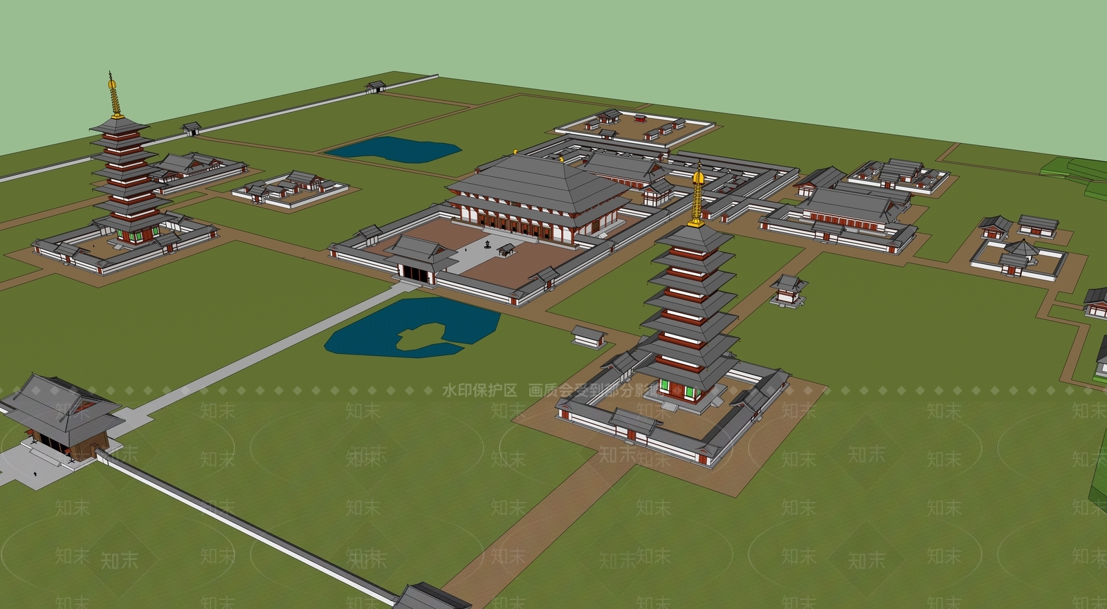 中式古建筑SU模型下载【ID:1189132761】