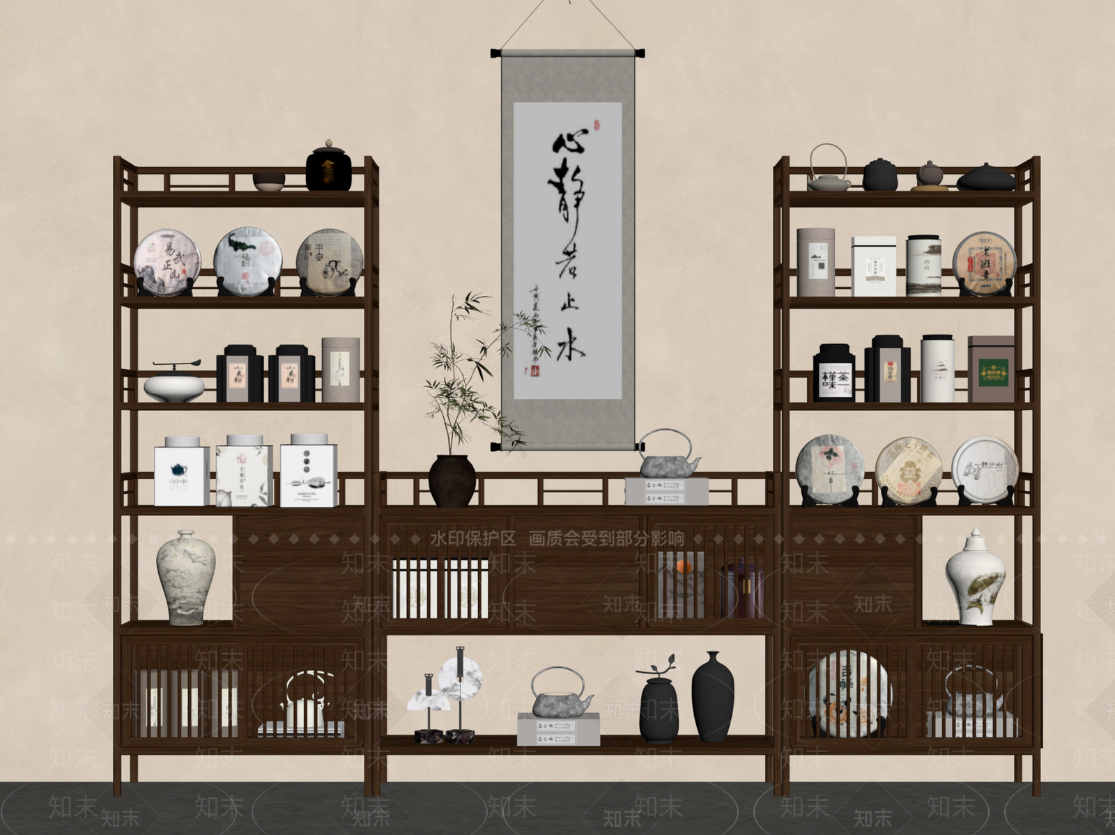 新中式博古架SU模型下载【ID:1189133859】