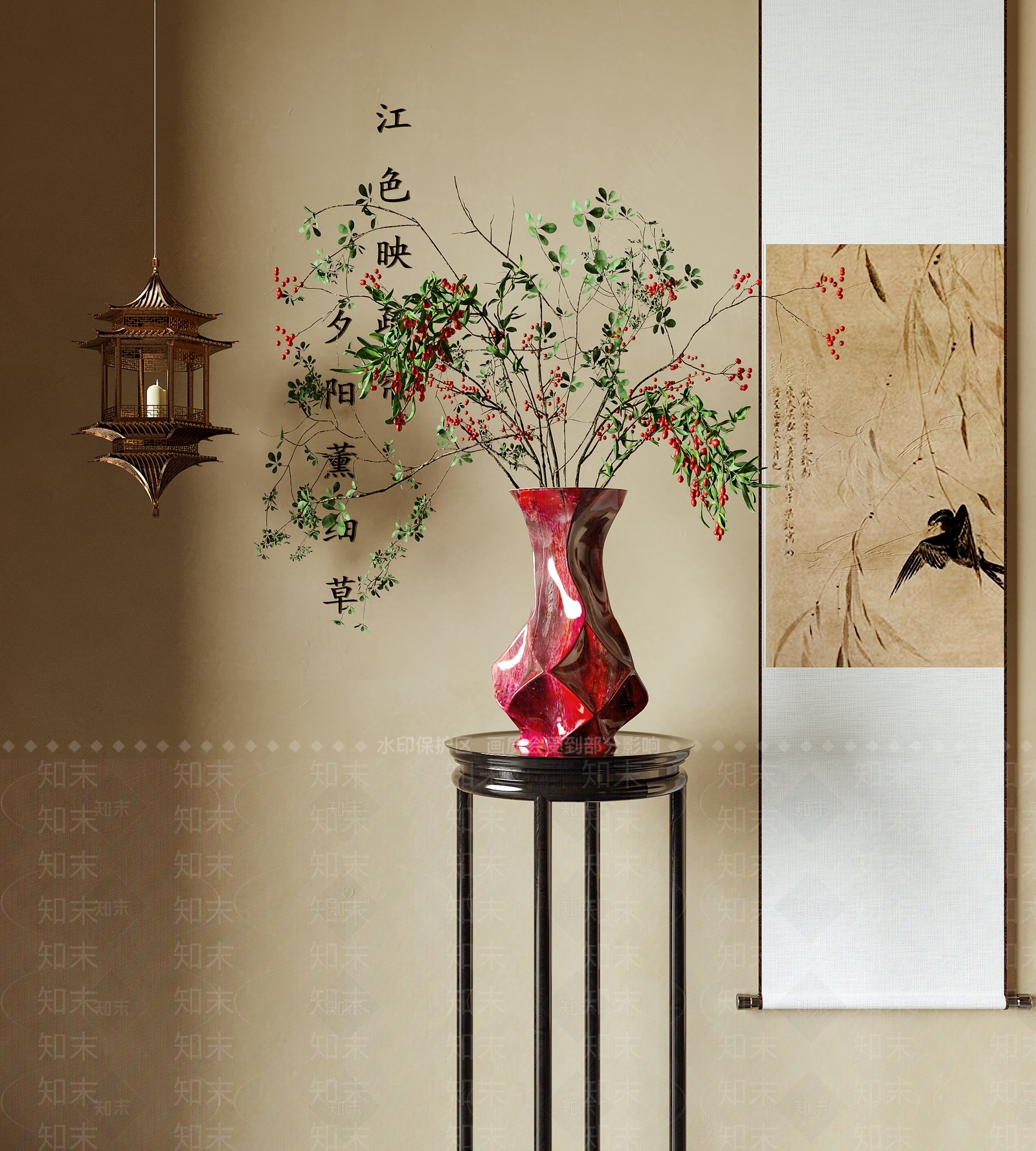 新中式中式花瓶3D模型下载【ID:1189133971】