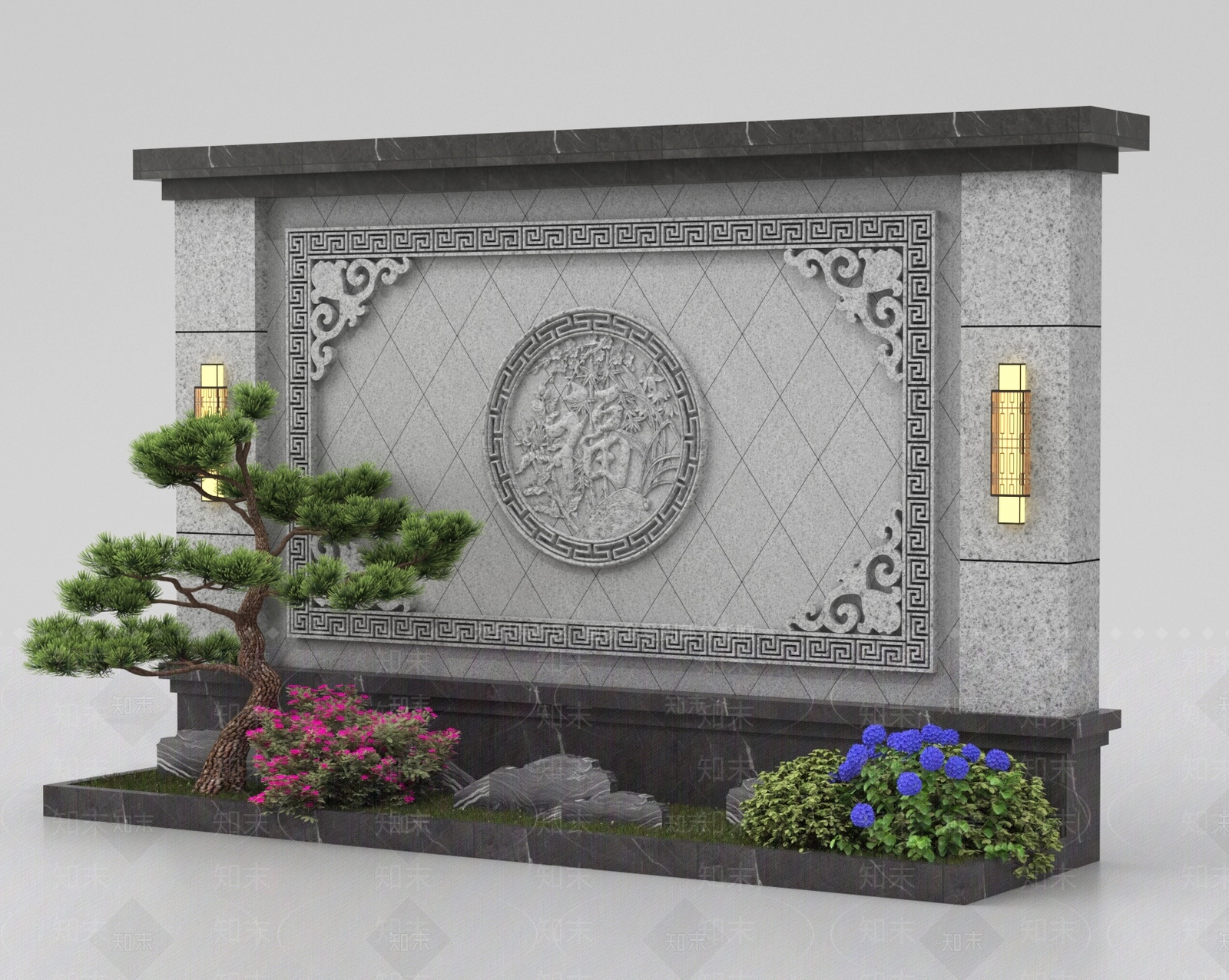 现代围墙3D模型下载【ID:1189135024】