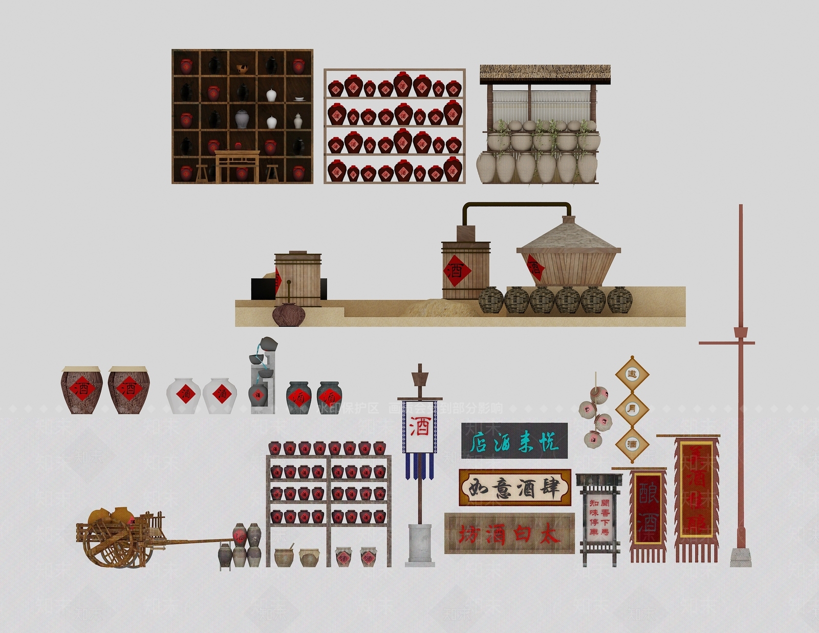 中式其他景观小品3D模型下载【ID:1189135652】