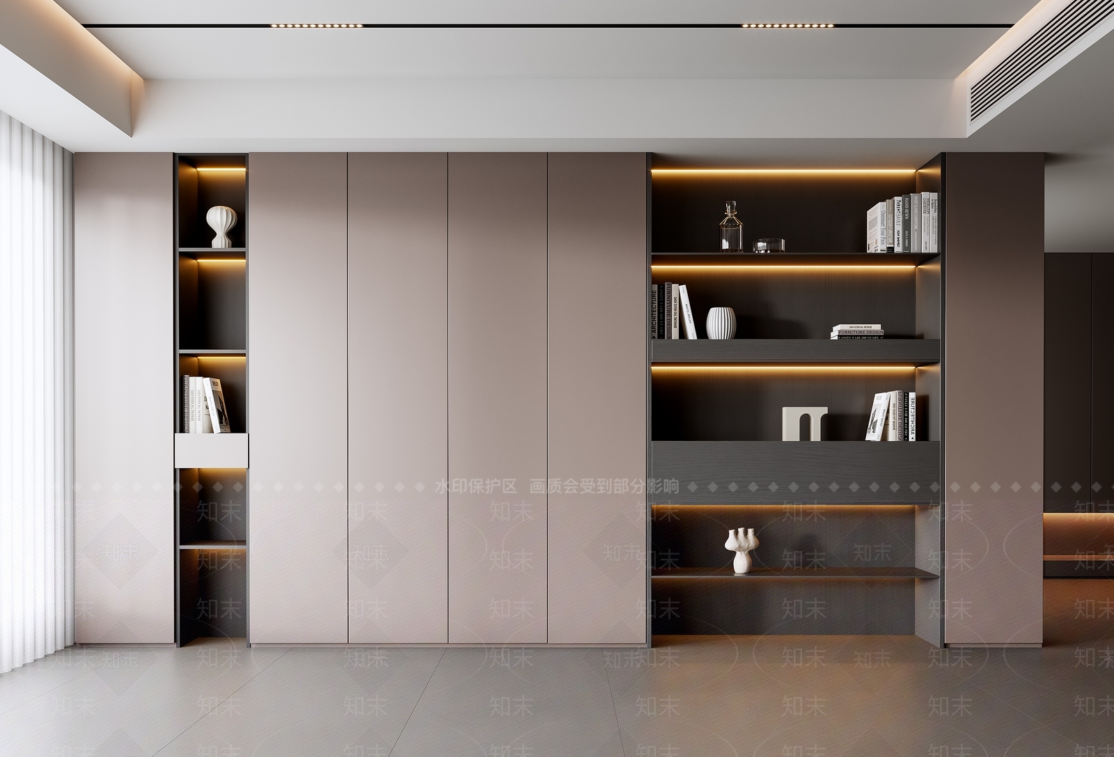现代意式书柜3D模型下载【ID:1189136429】