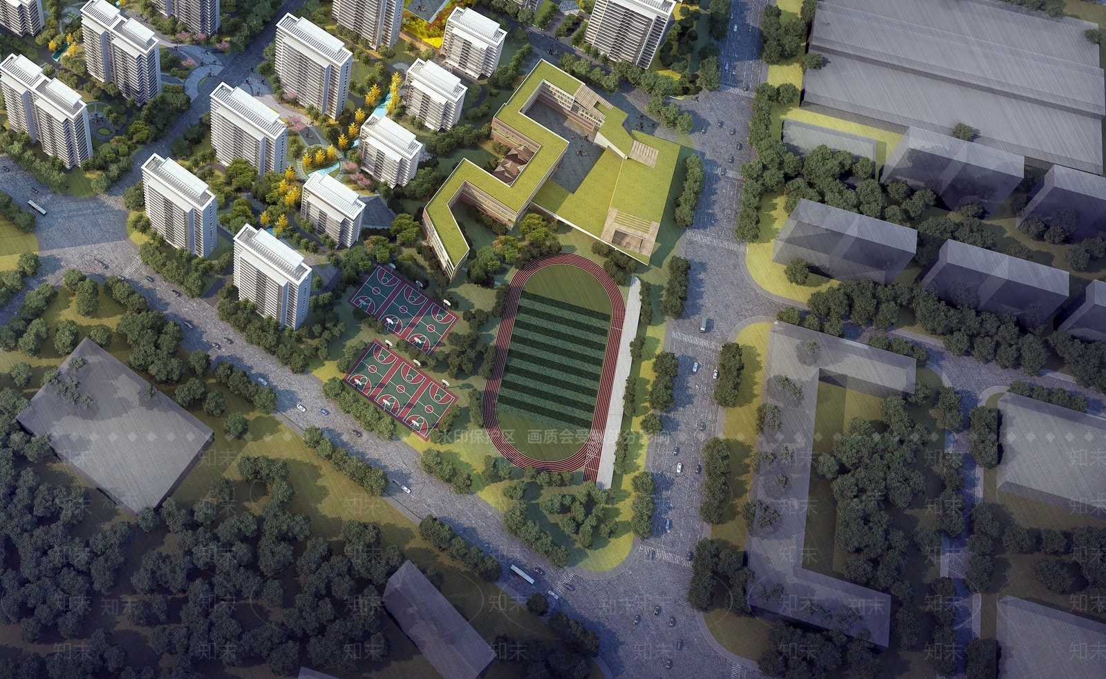 现代轻奢学校建筑SU模型下载【ID:1189278587】