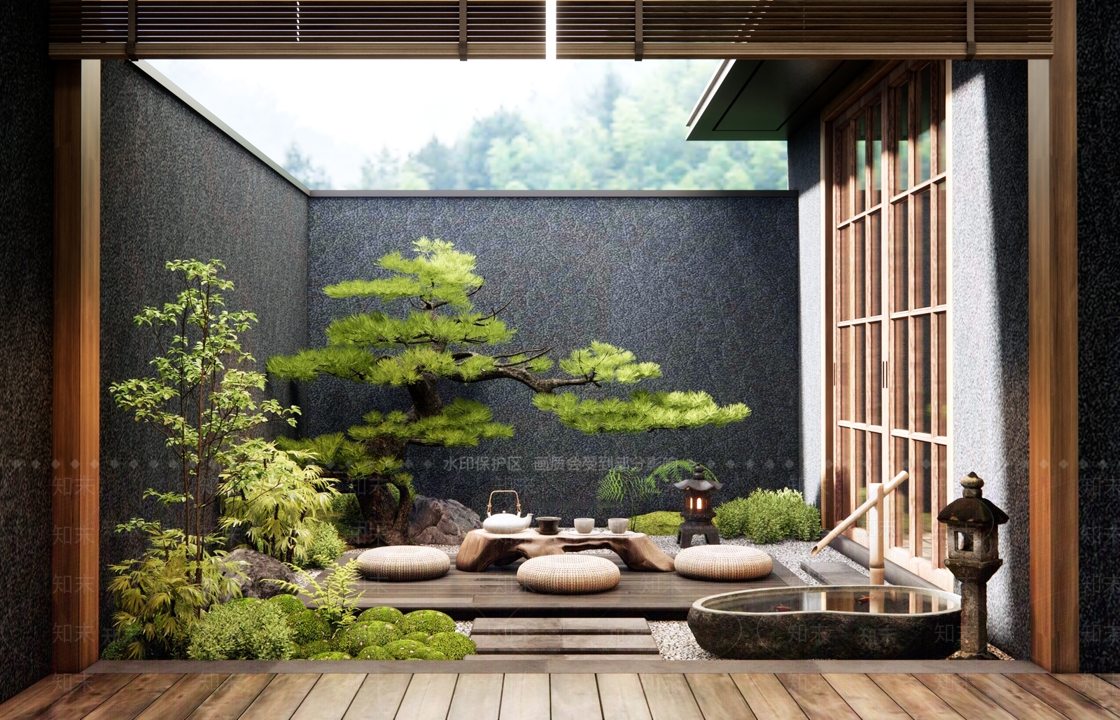 日式新中式室内景观3D模型下载【ID:1189145356】
