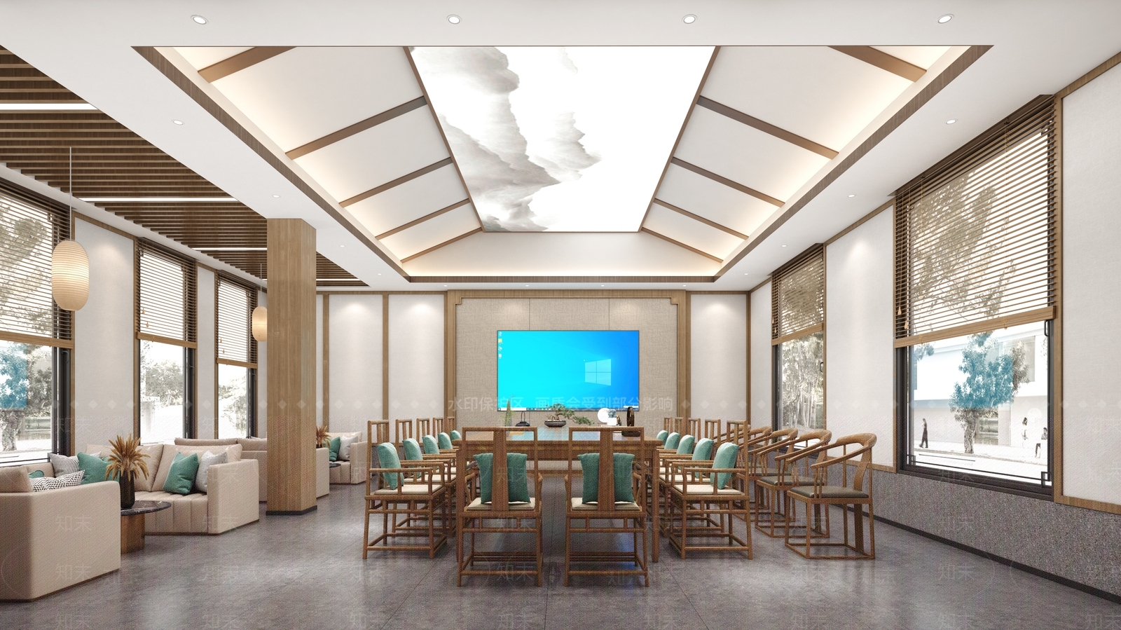 新中式会议室3D模型下载【ID:1189146725】
