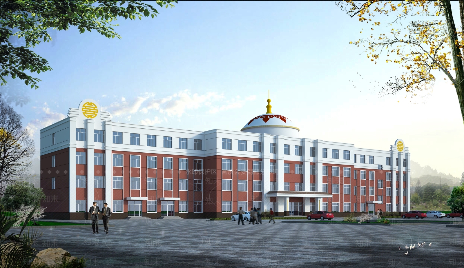 中式现代学校建筑SU模型下载【ID:1189147661】