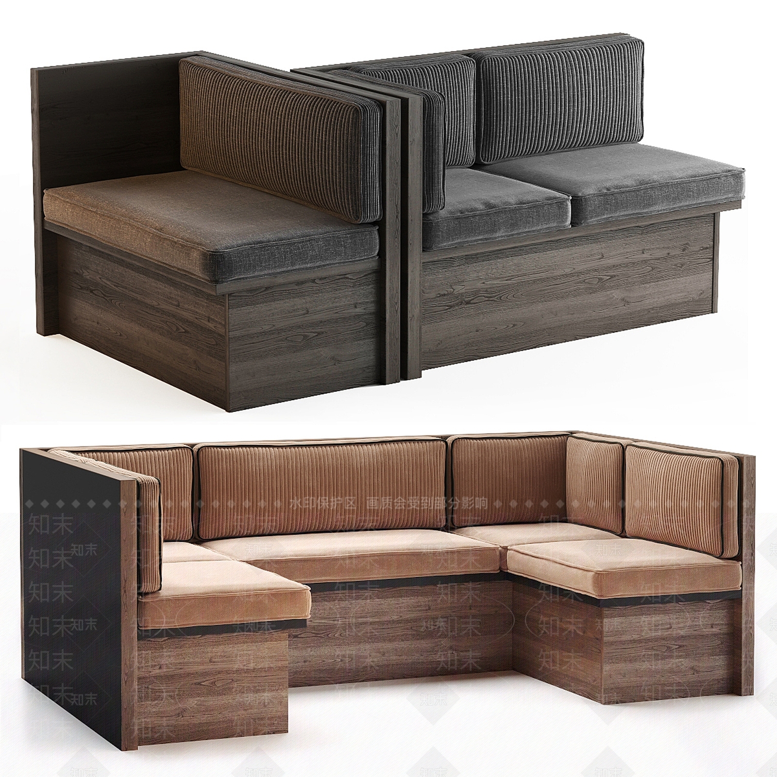 新中式现代卡座沙发3D模型下载【ID:1189155297】