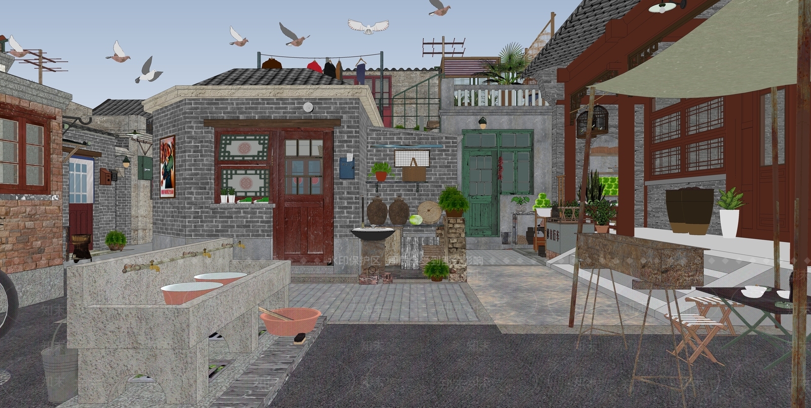 现代四合院SU模型下载【ID:1189155728】