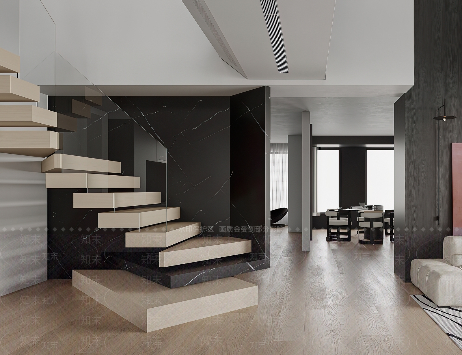 现代楼梯间3D模型下载【ID:1189163584】