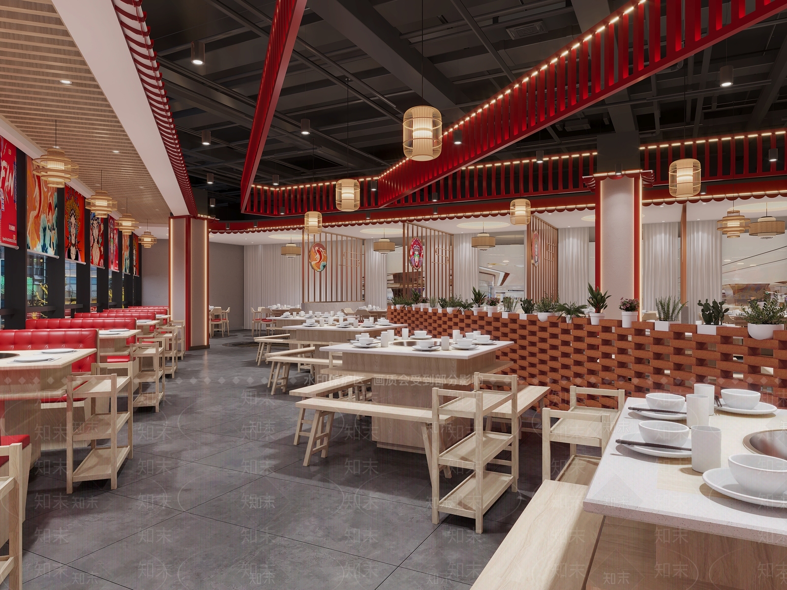 新中式中式火锅店3D模型下载【ID:1189165236】