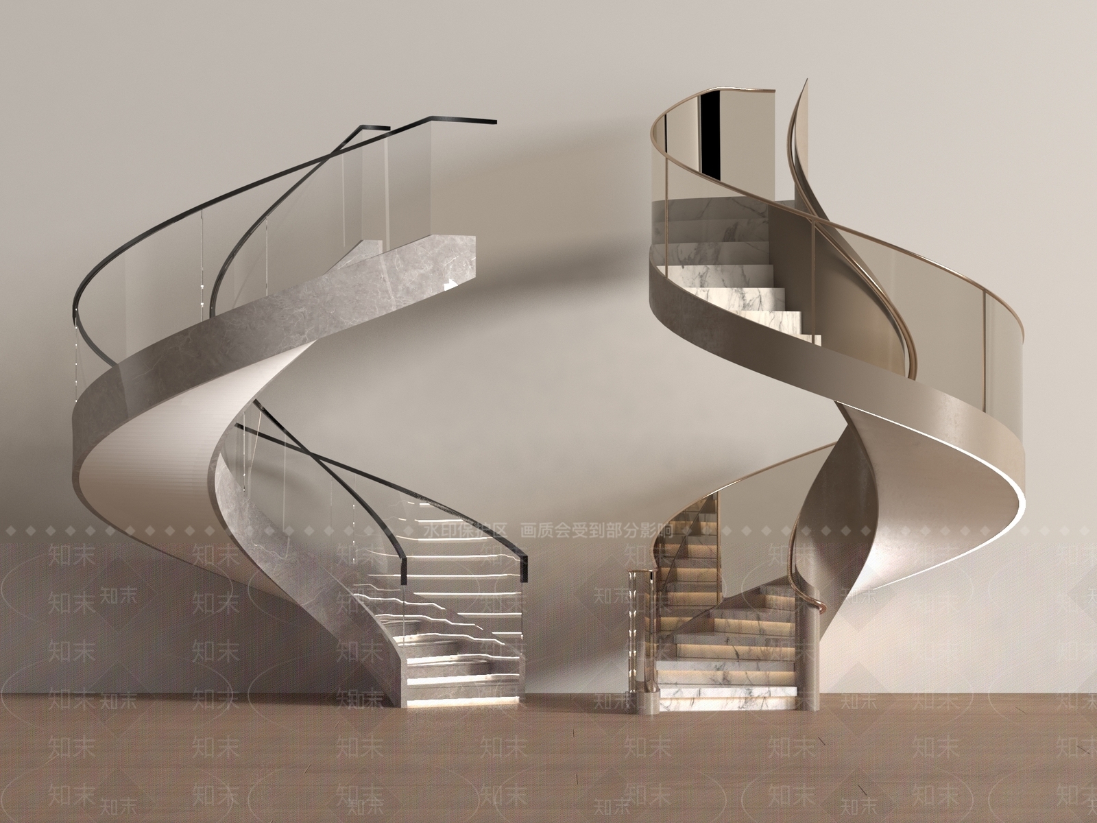 现代旋转楼梯SU模型下载【ID:1189165247】