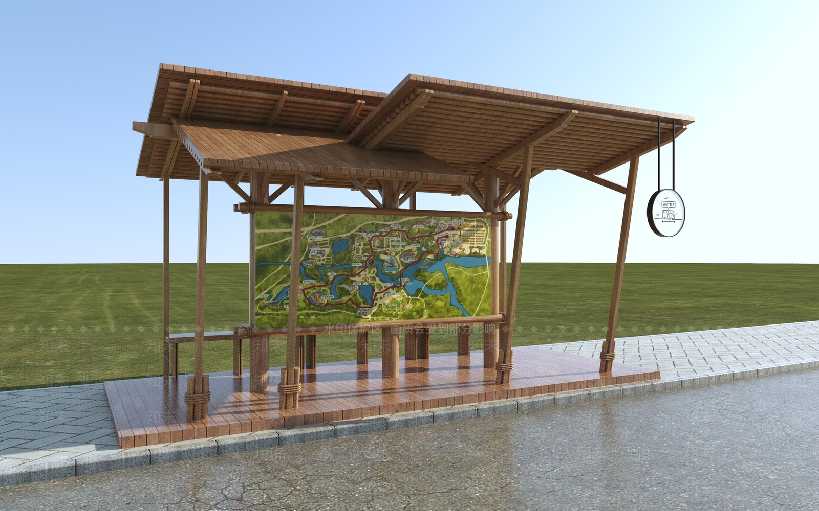 现代廊架3D模型下载【ID:1189165683】