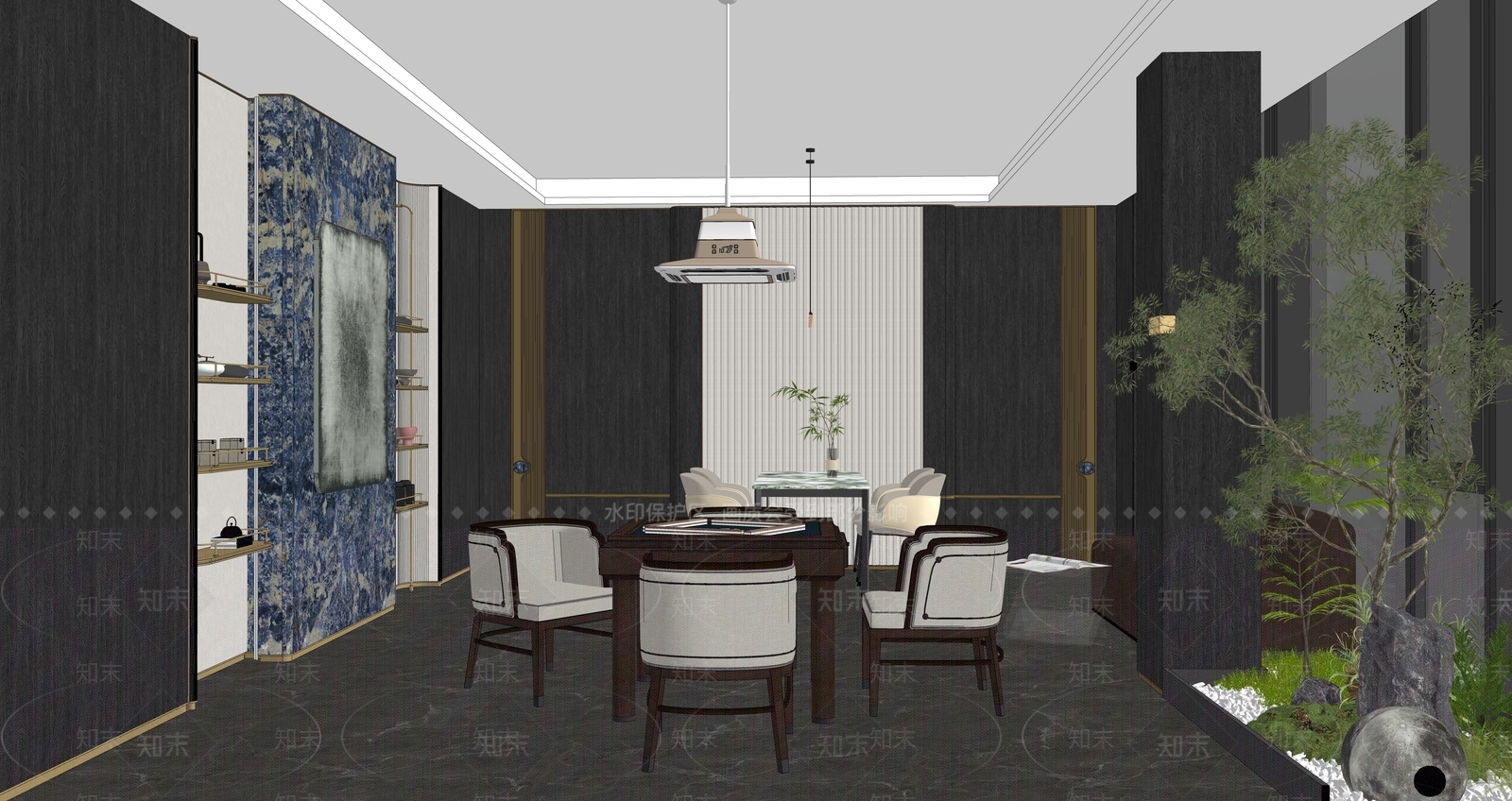 意式轻奢棋牌室SU模型下载【ID:1189169761】