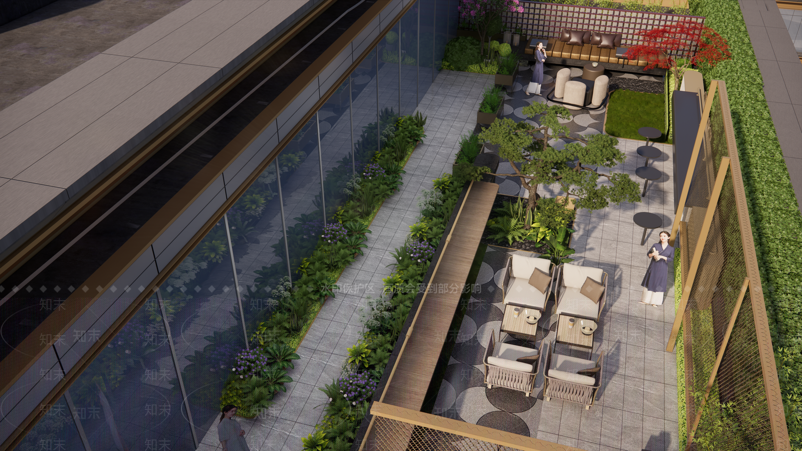 新中式现代屋顶花园SU模型下载【ID:1189269700】