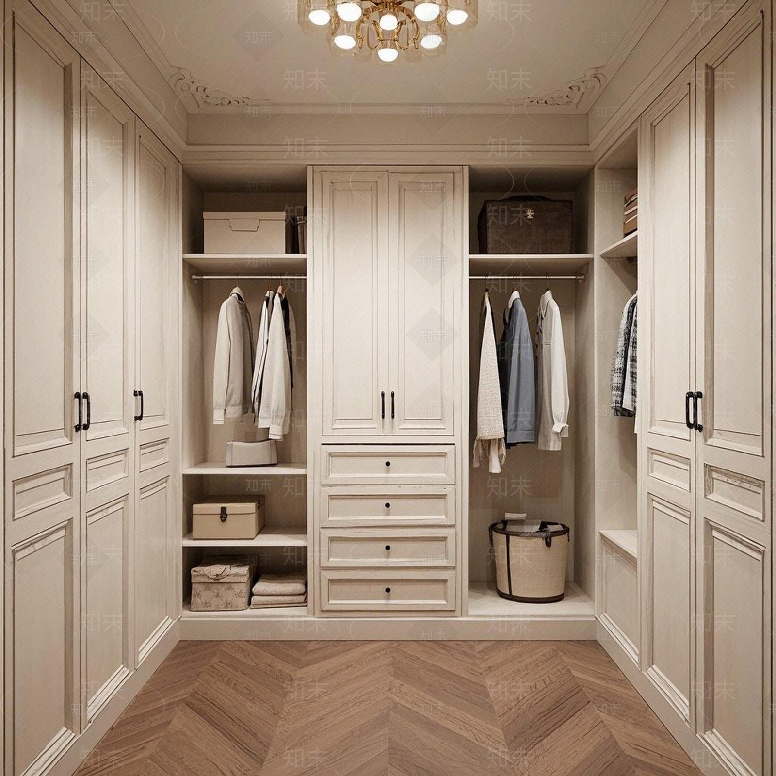 法式奶油卧室贴图下载【ID:1189167634】