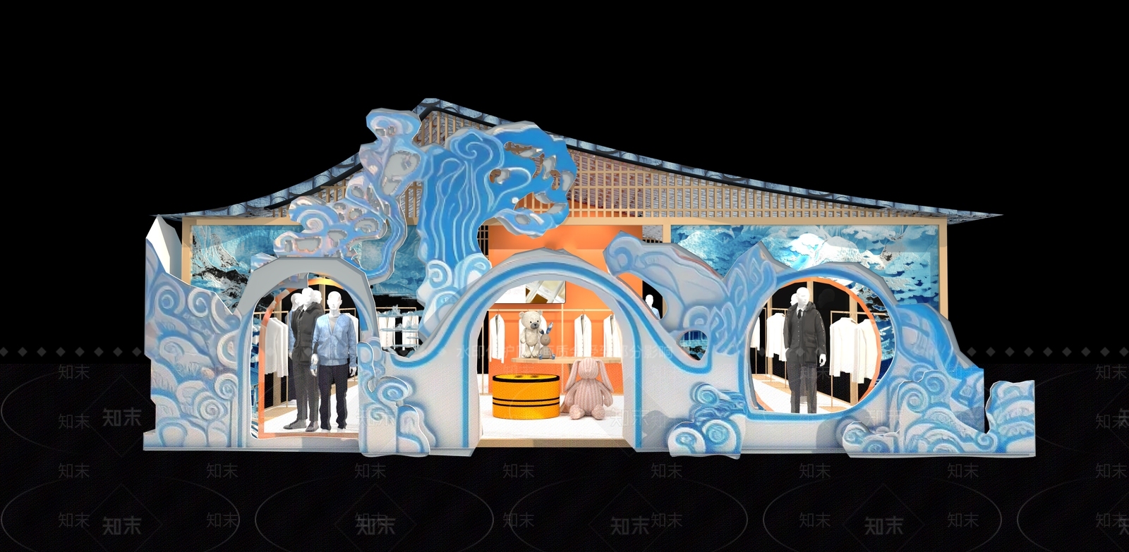 新中式服装店SU模型下载【ID:1189168450】
