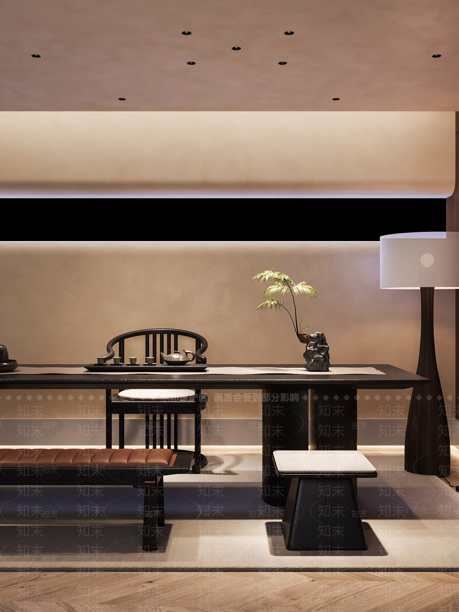 新中式奶油茶室3D模型下载【ID:1189168508】