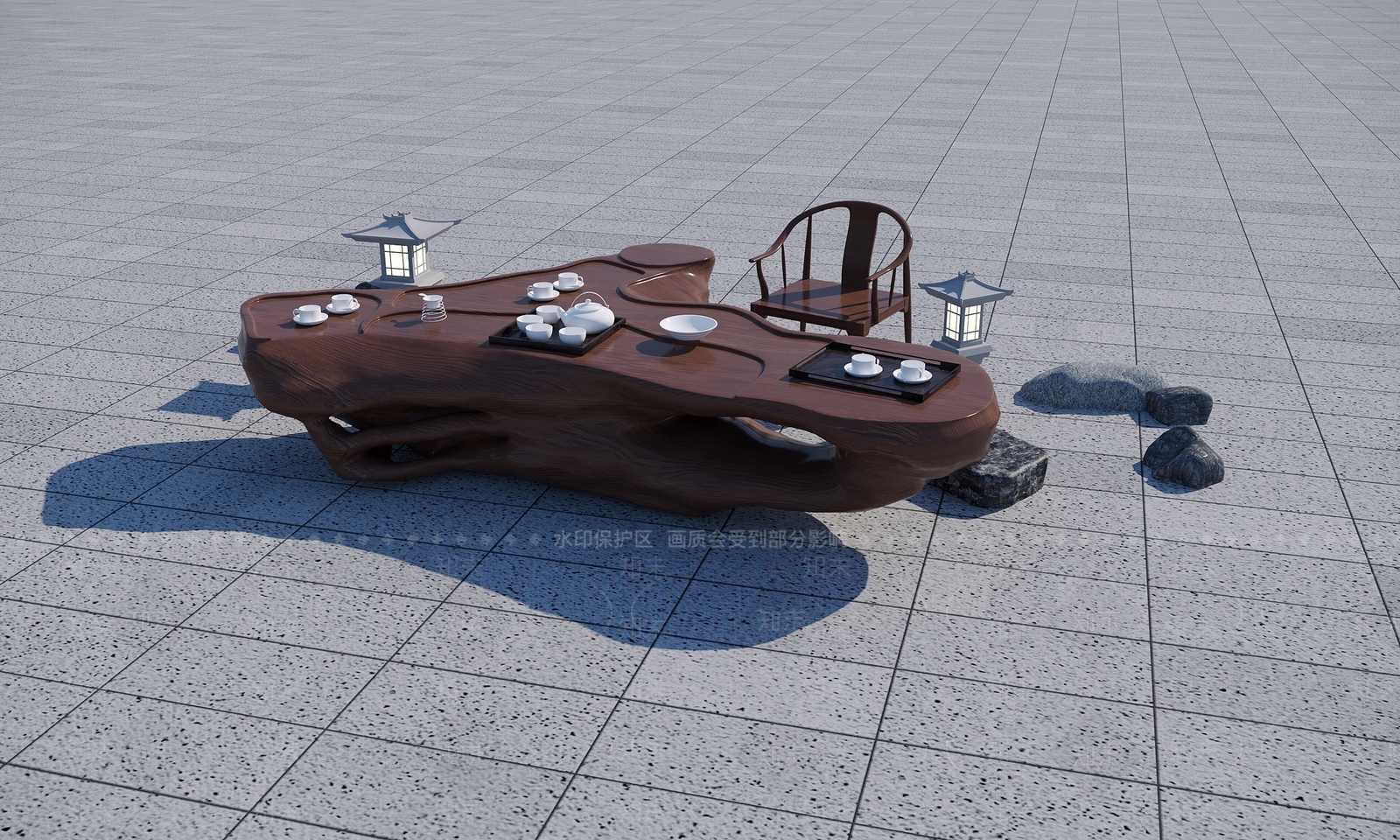 新中式茶桌椅3D模型下载【ID:1189168672】