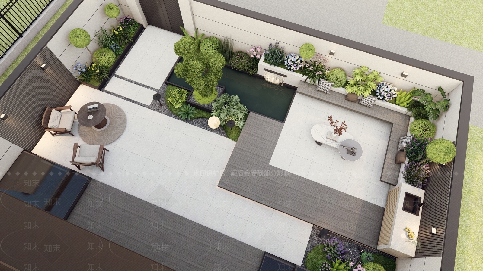 现代简约别墅庭院SU模型下载【ID:1189169530】