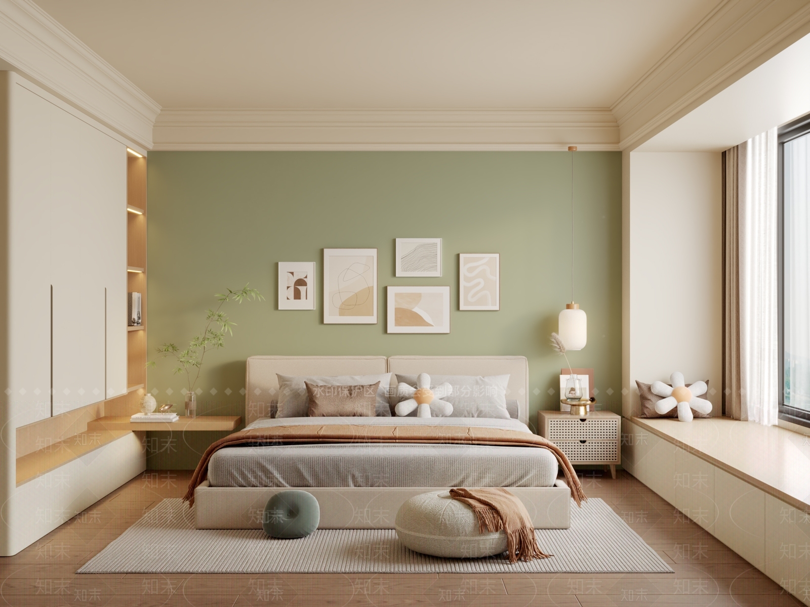 原木北欧家居卧室3D模型下载【ID:1189173699】