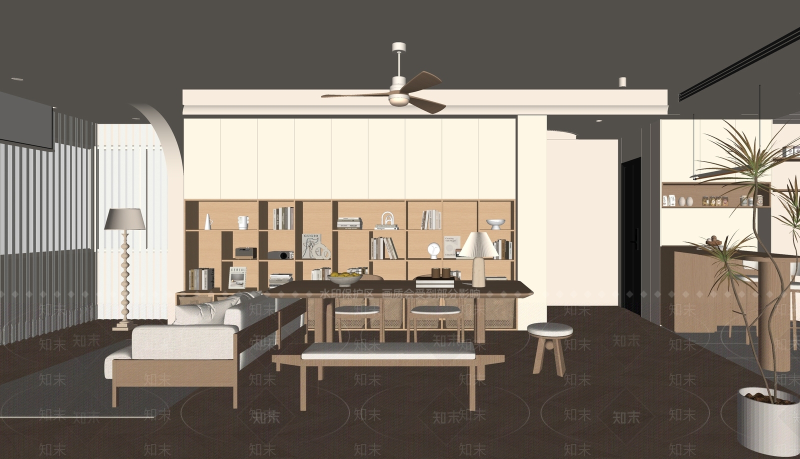 现代客餐厅SU模型下载【ID:1189176807】