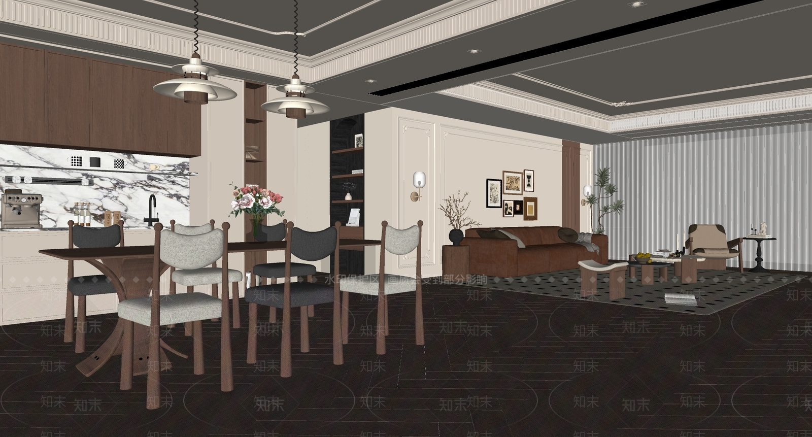 法式中古客餐厅SU模型下载【ID:1189177352】