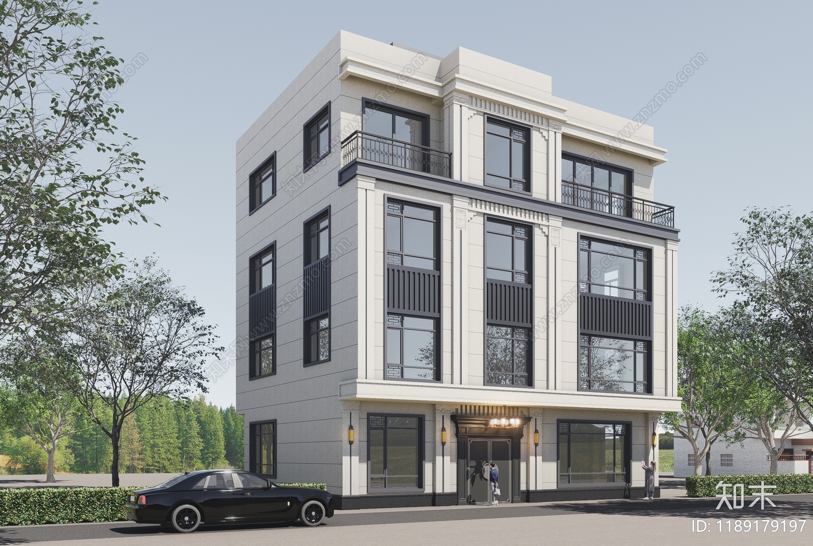 新中式中式别墅建筑施工图下载【ID:1189179197】