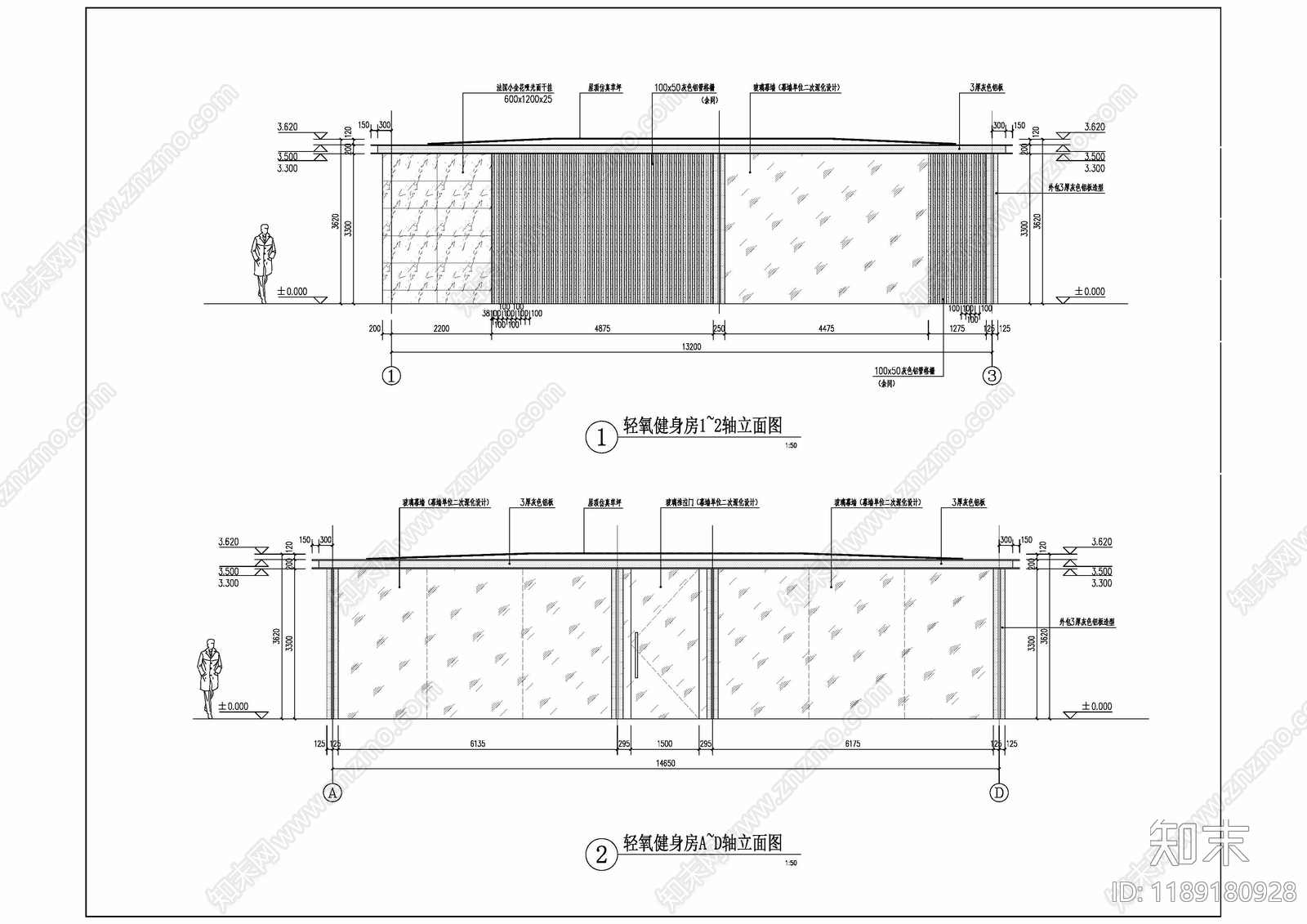 现代廊架cad施工图下载【ID:1189180928】