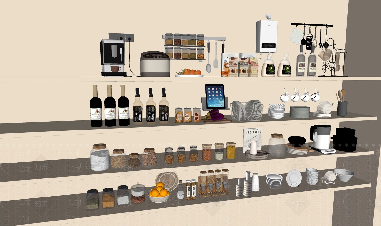 厨房用品组合SU模型下载【ID:1189181357】