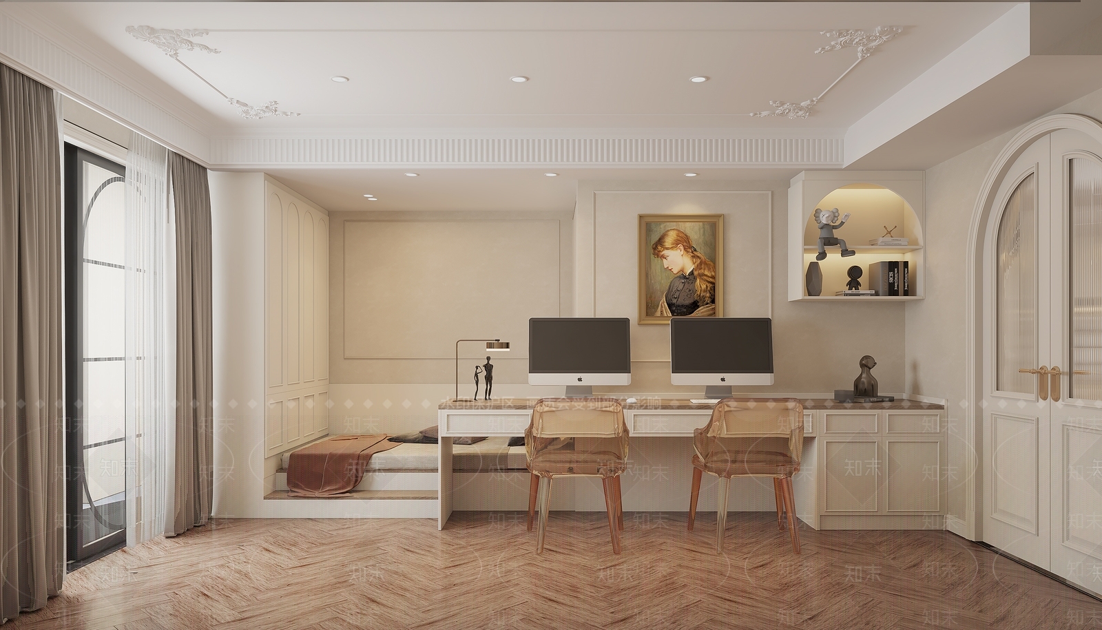 法式复古书房3D模型下载【ID:1189184636】