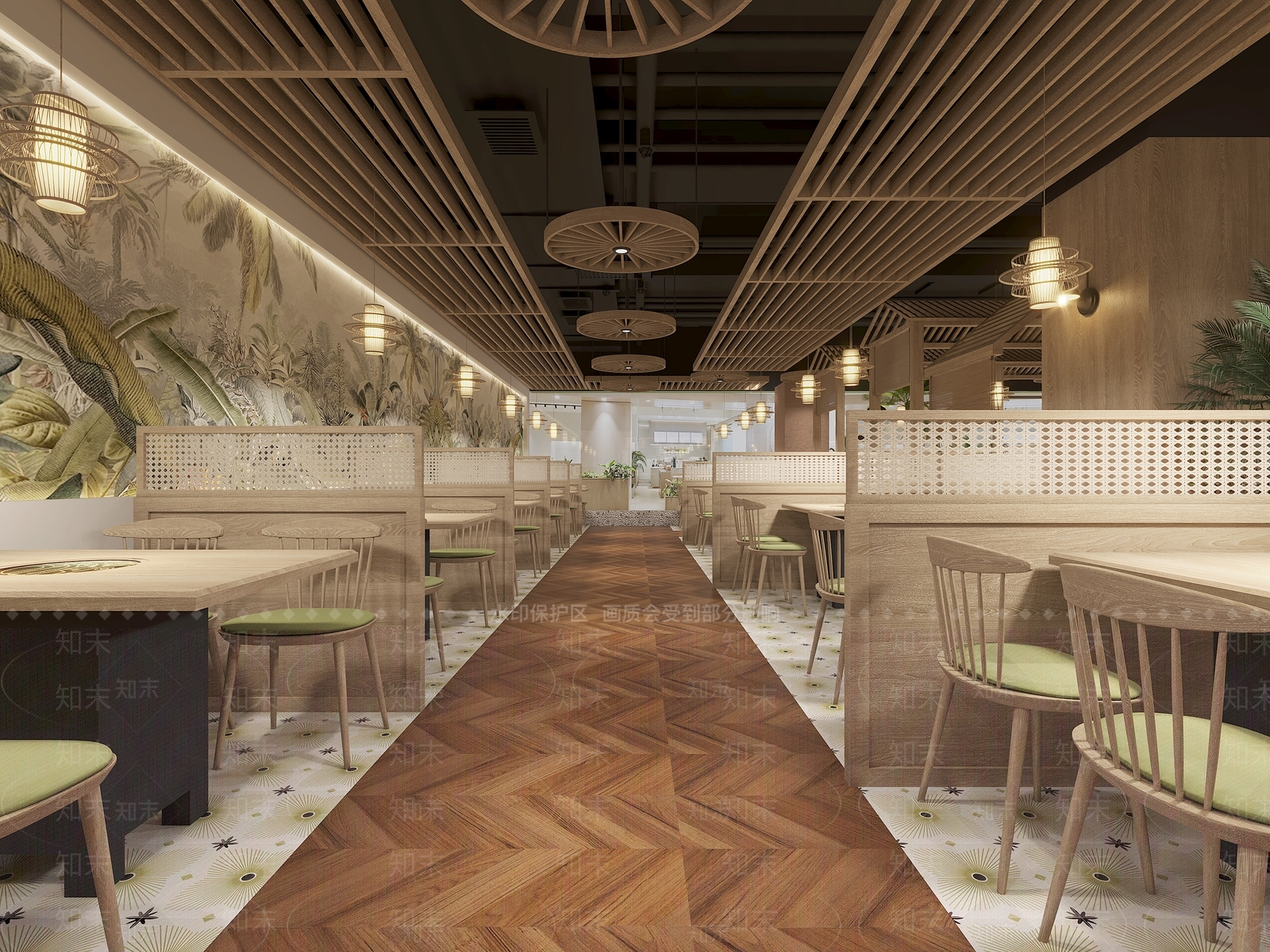 原木火锅店3D模型渲染效果图