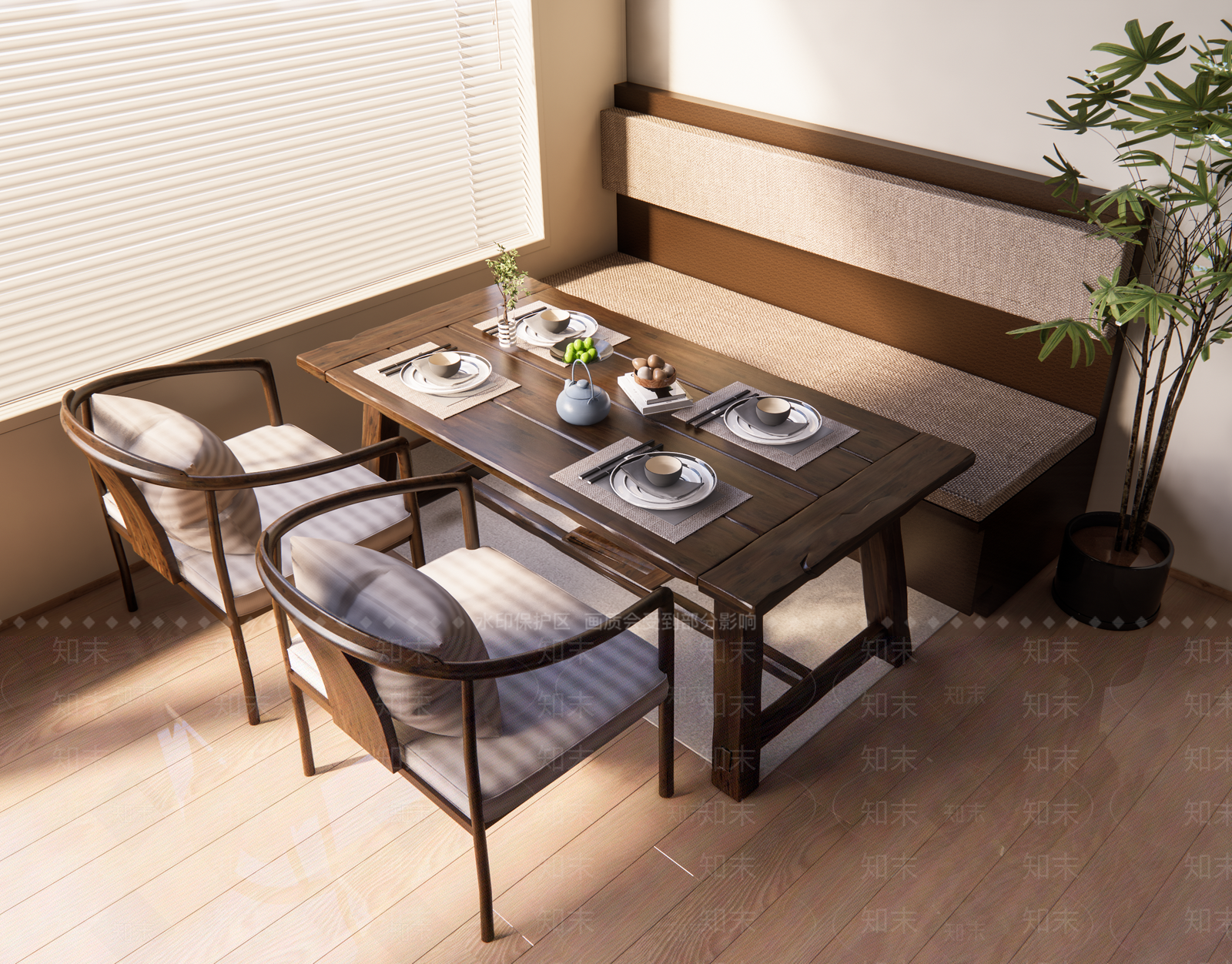 新中式中式卡座沙发SU模型下载【ID:1189188724】