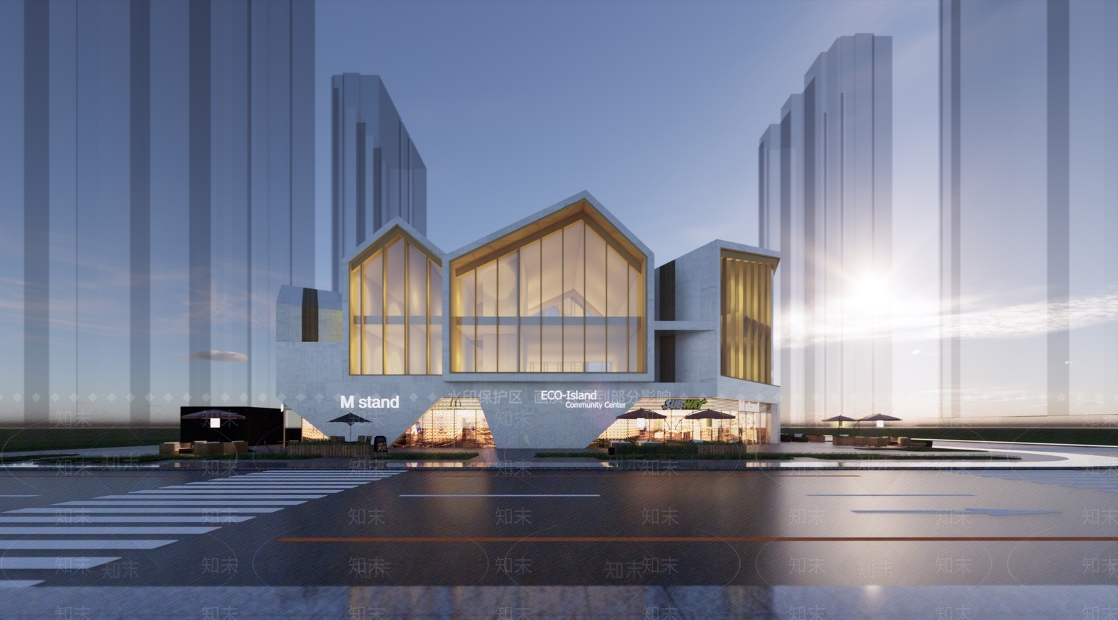现代售楼处建筑SU模型下载【ID:1189188291】