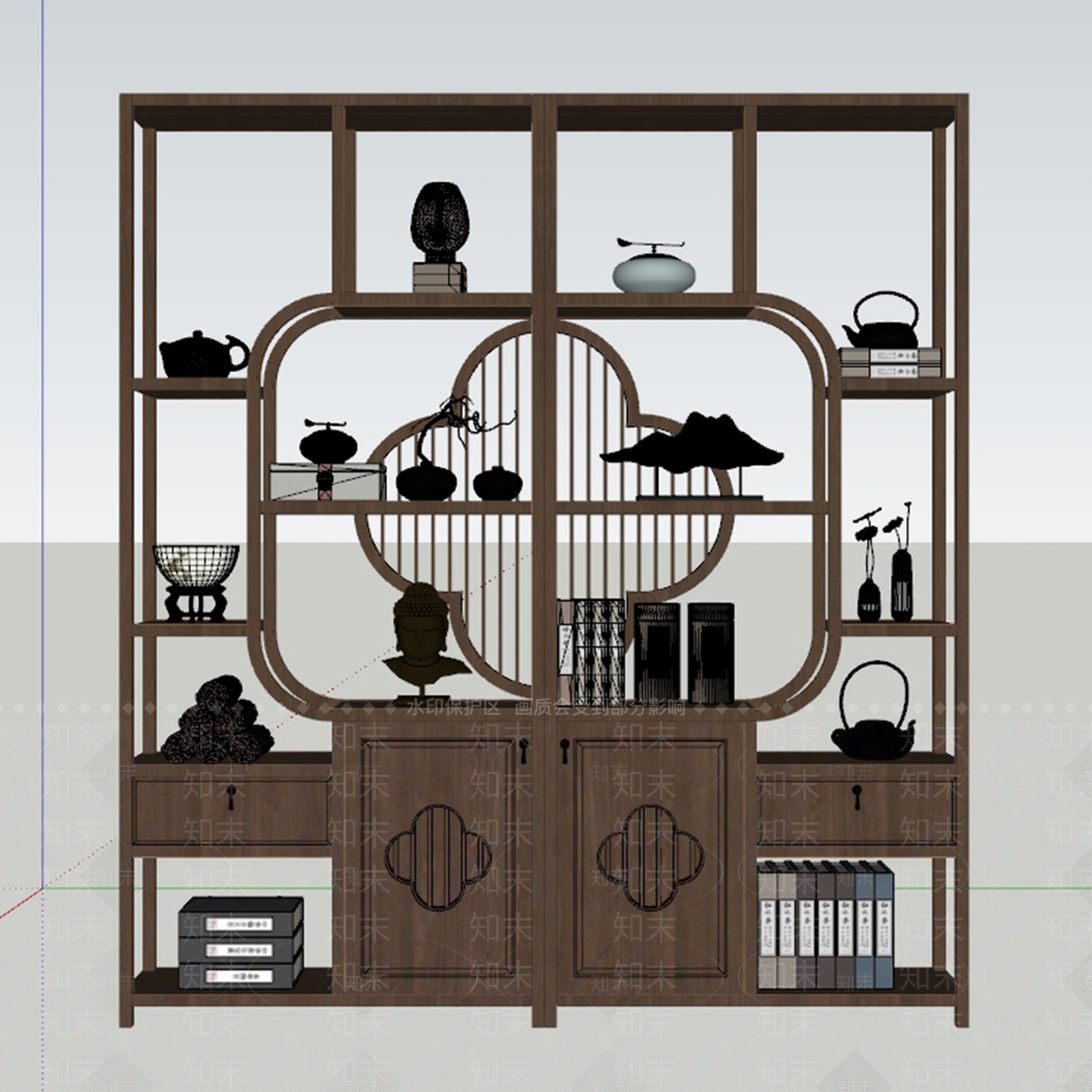 新中式中式博古架SU模型下载【ID:1189192257】