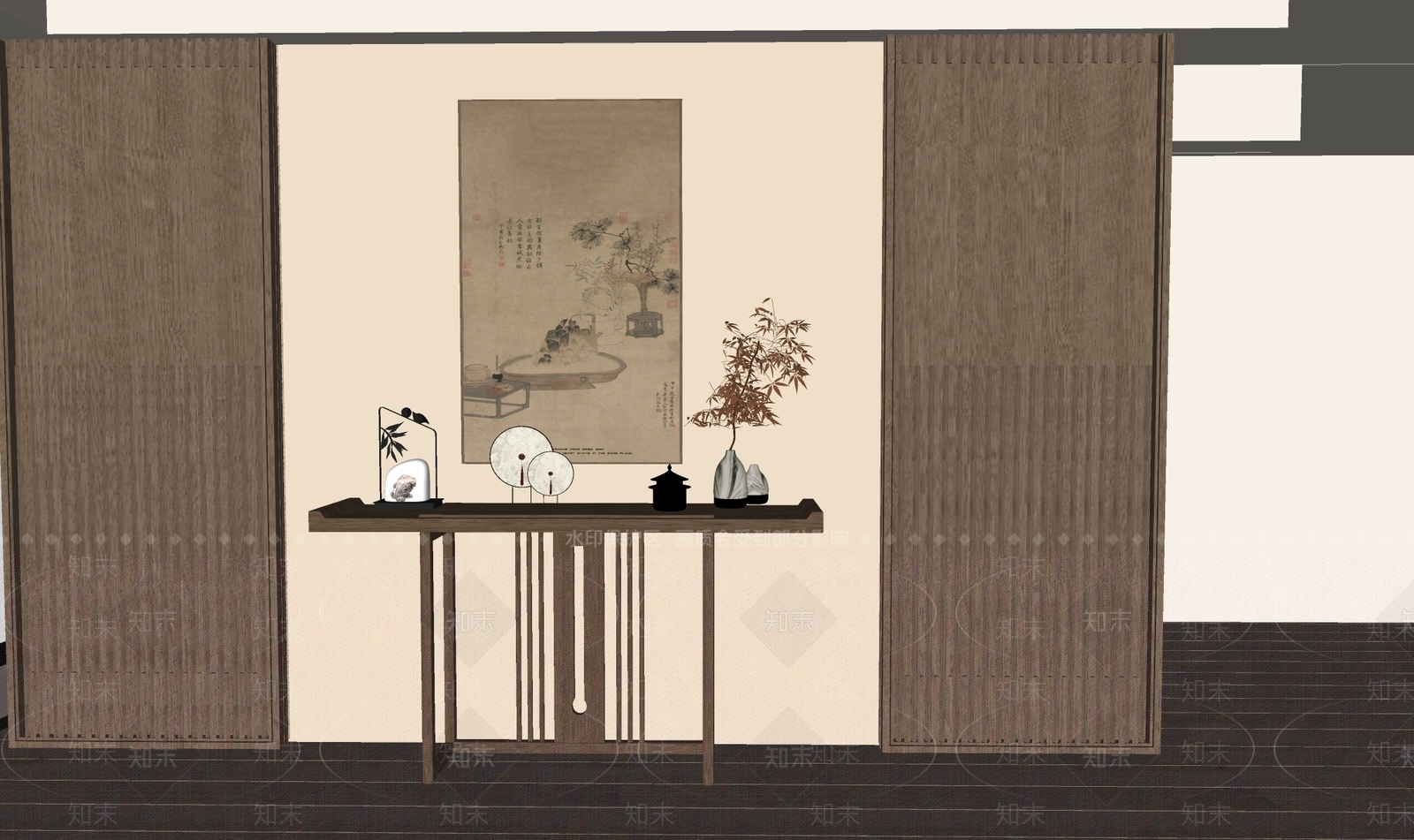 新中式条案SU模型下载【ID:1189190940】