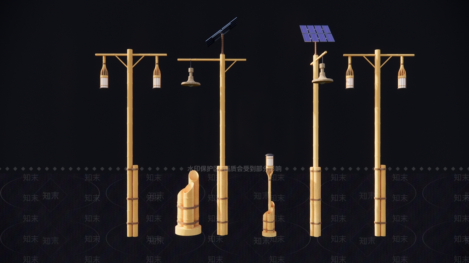 新中式竹制乡村路灯SU模型下载【ID:1189194641】