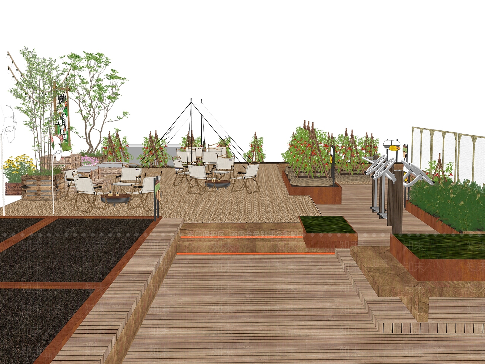 现代屋顶花园SU模型下载【ID:1189194740】