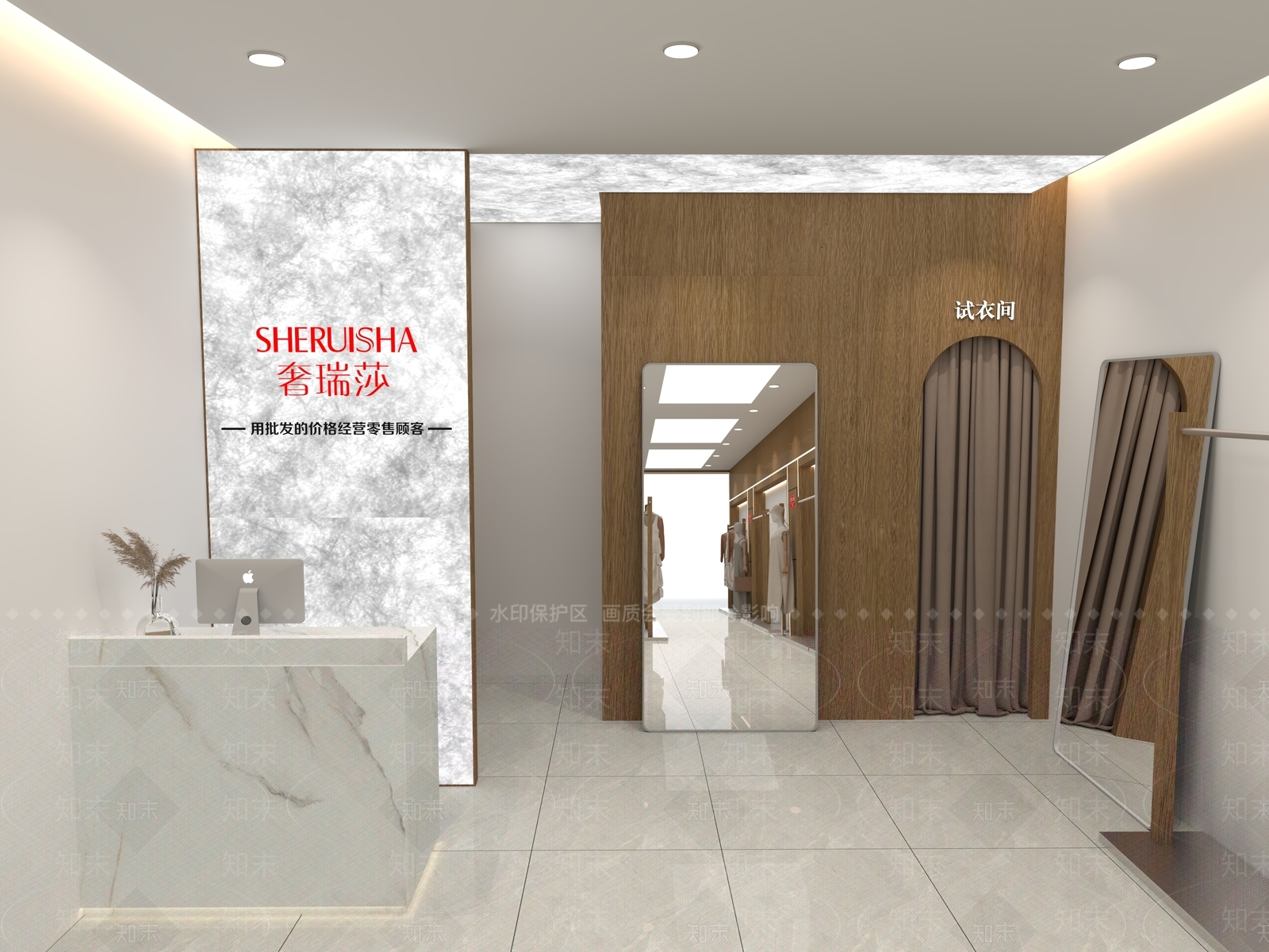 现代极简服装店SU模型下载【ID:1189205458】